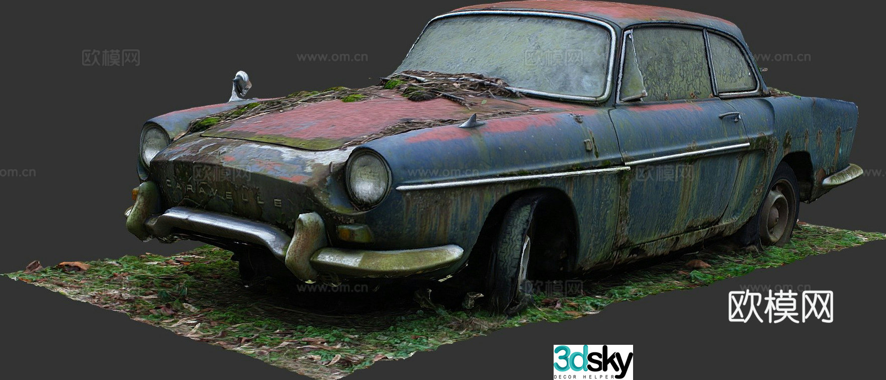 dilapidated car police car 3d model