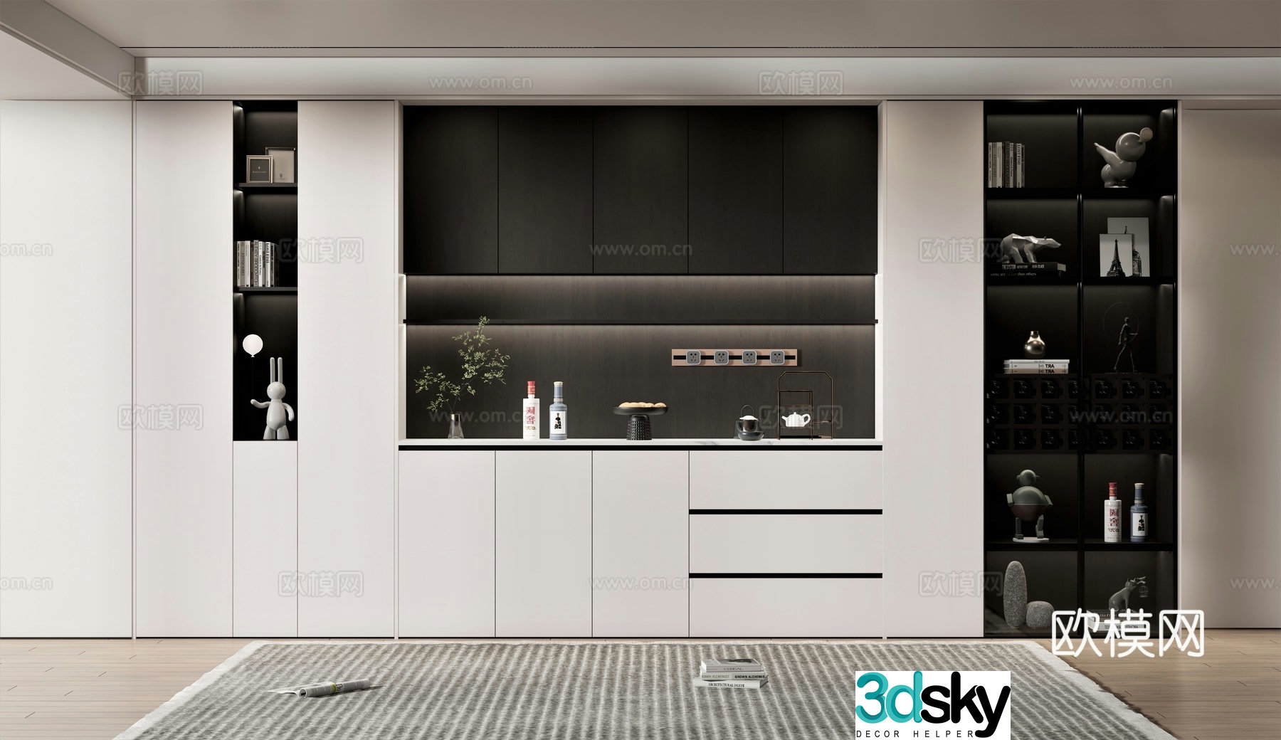 Modern wine cabinet sideboard 3d model