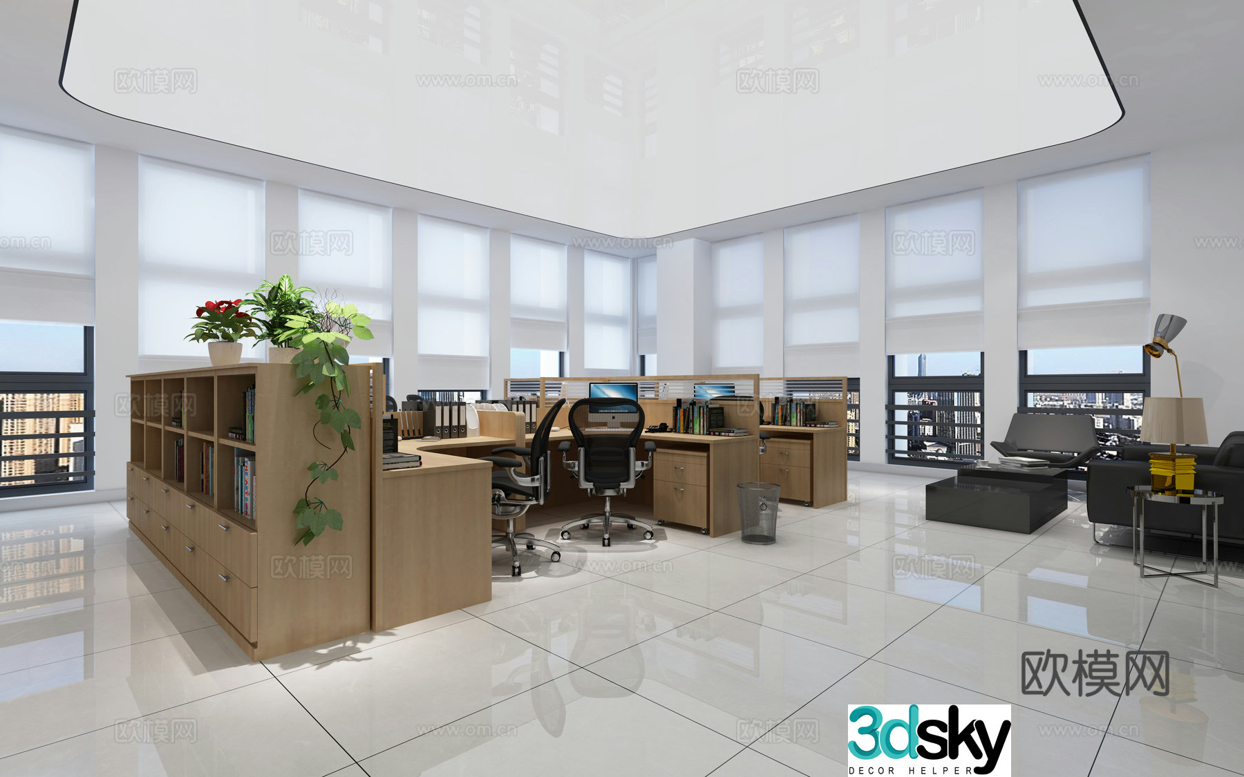 Public office area office 3d model
