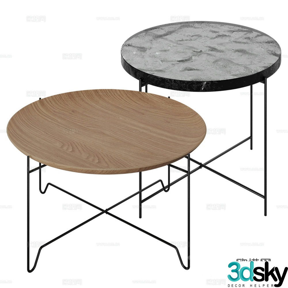 Mother and son coffee table solid wood coffee table 3d model