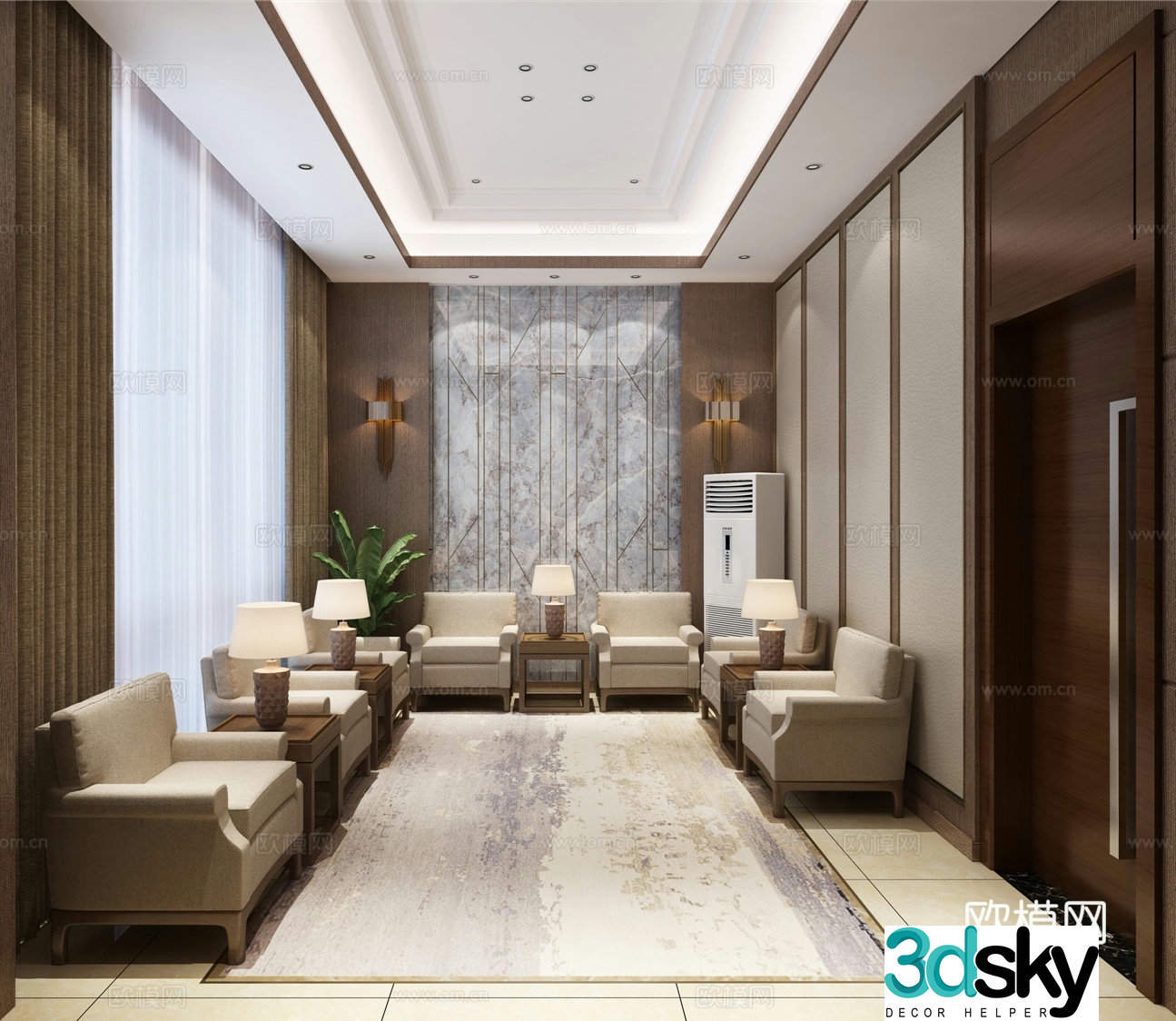 Modern reception room negotiation room 3d model