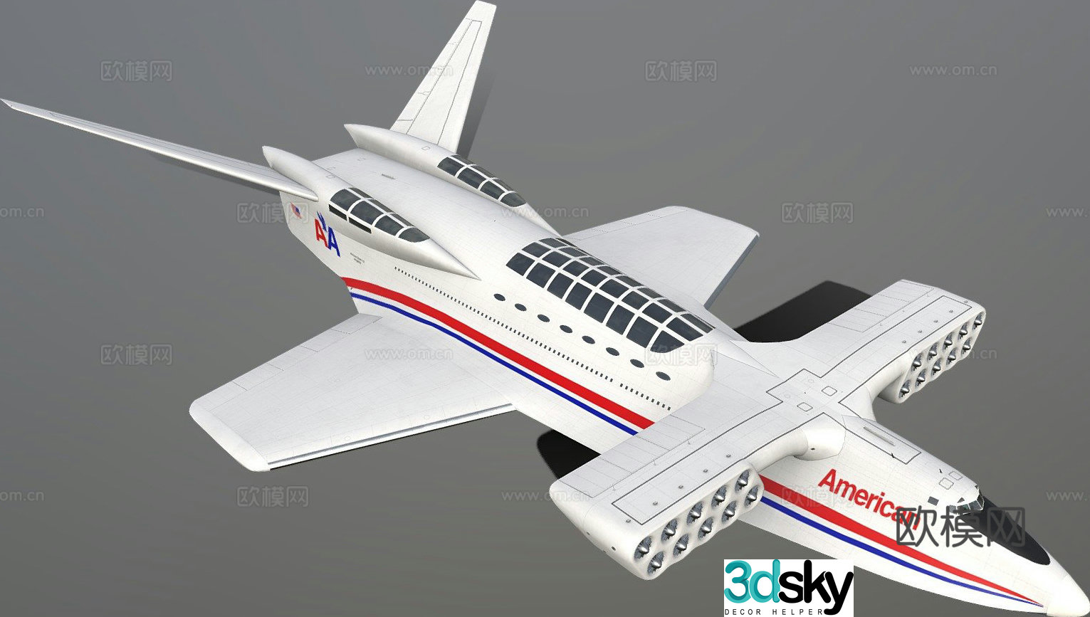 white airplane passenger plane 3d model