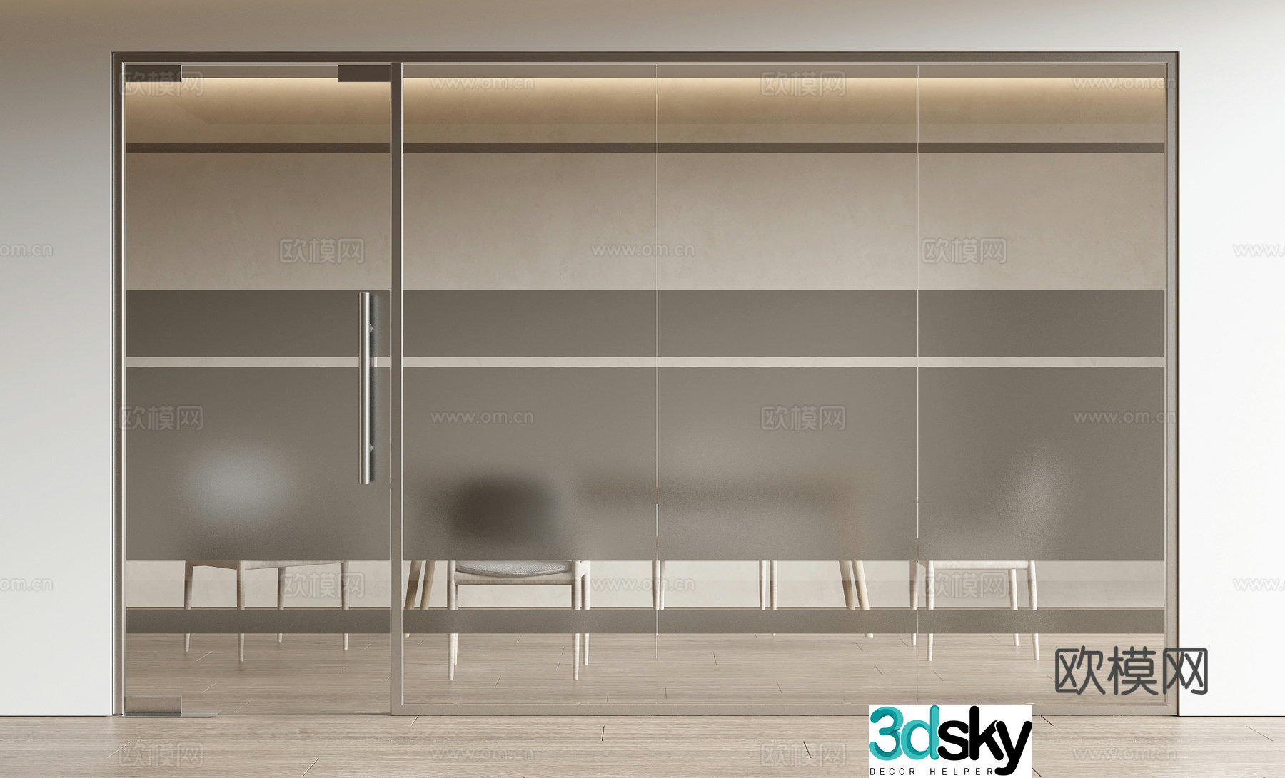 Office door high partition glass partition 3d model