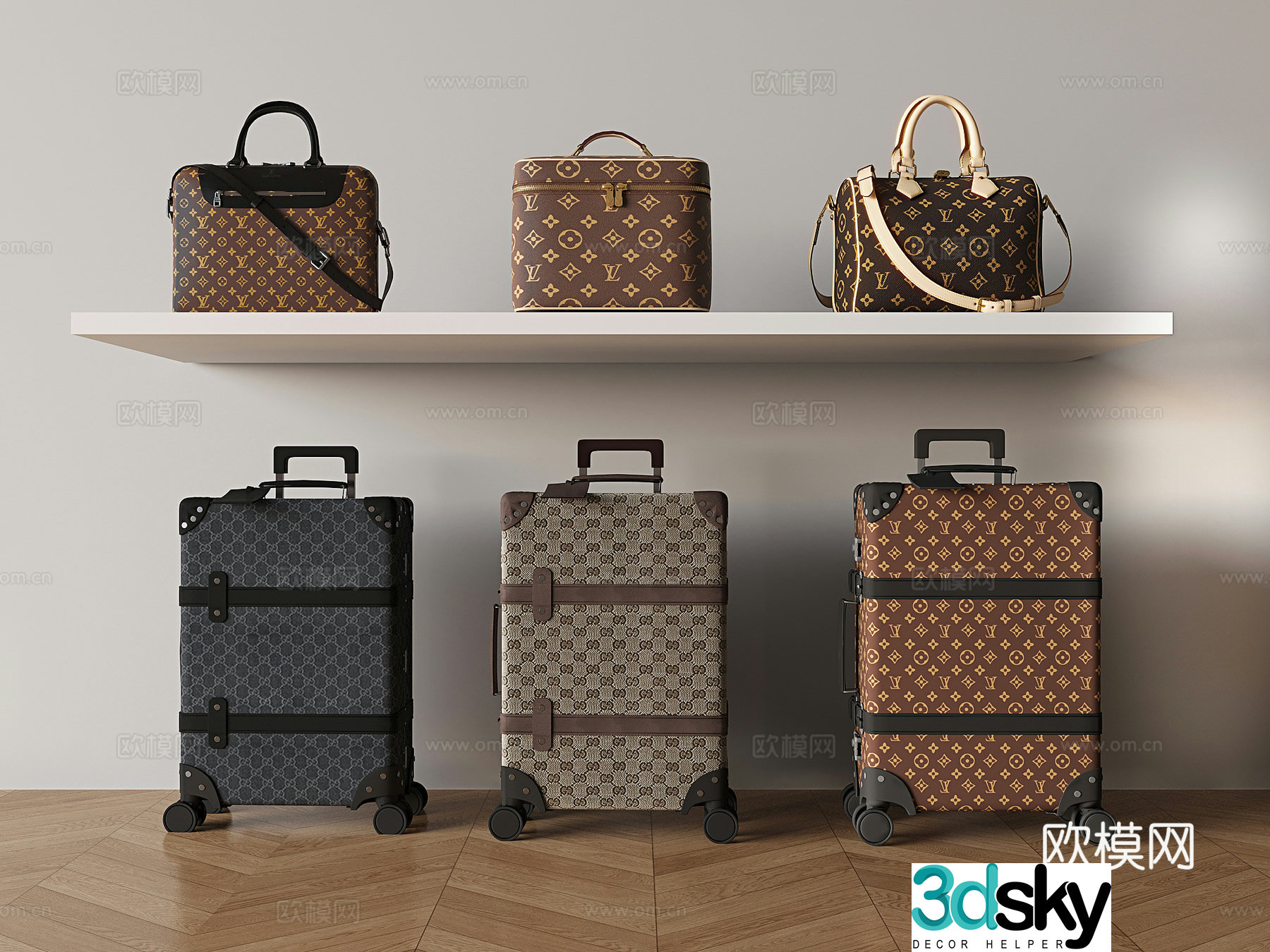 Bag luggage suitcase suitcase trolley case 3d model