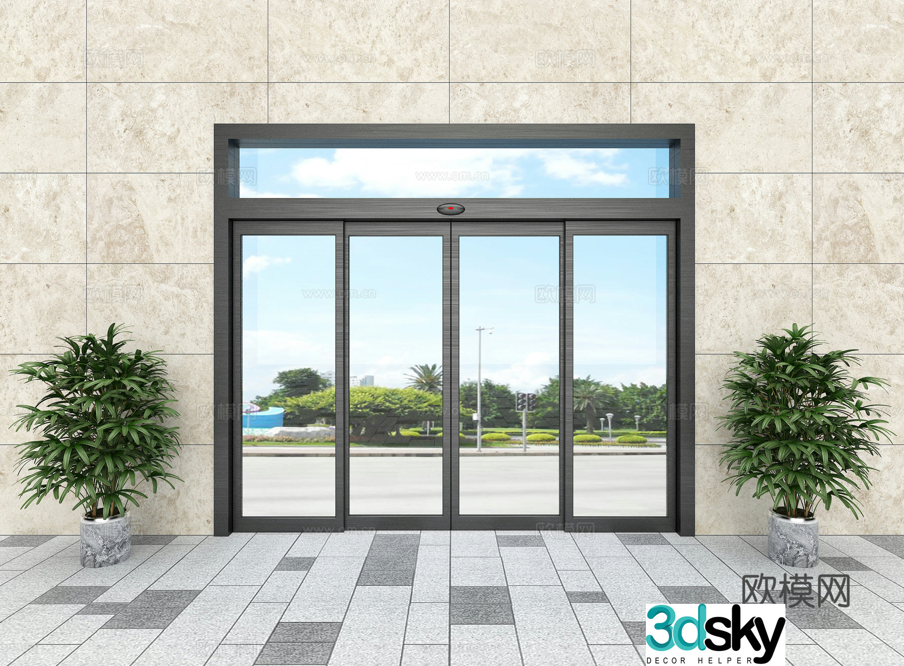 Office door automatic door sensor door 3d model