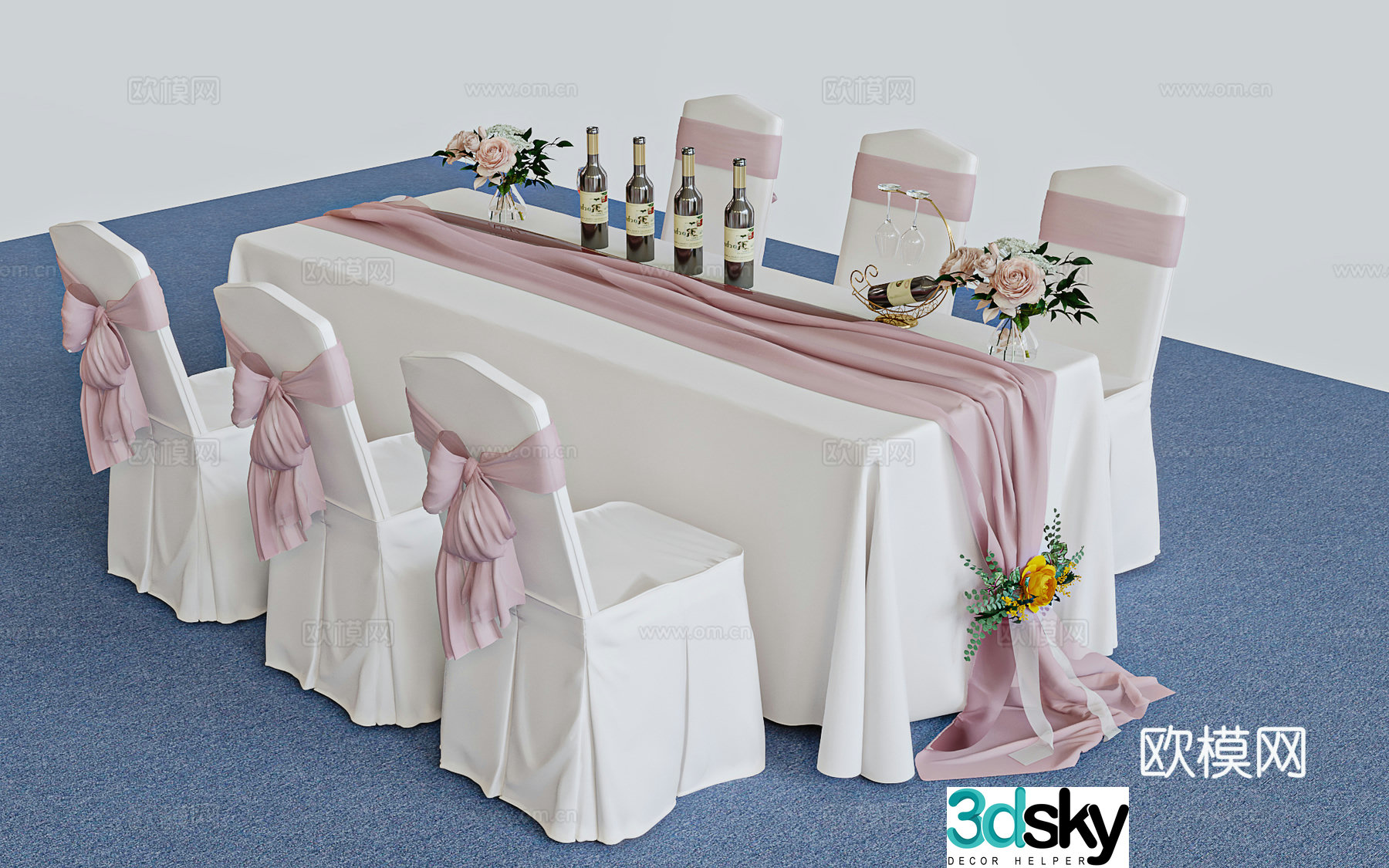Modern banquet table wedding banquet table 3d model