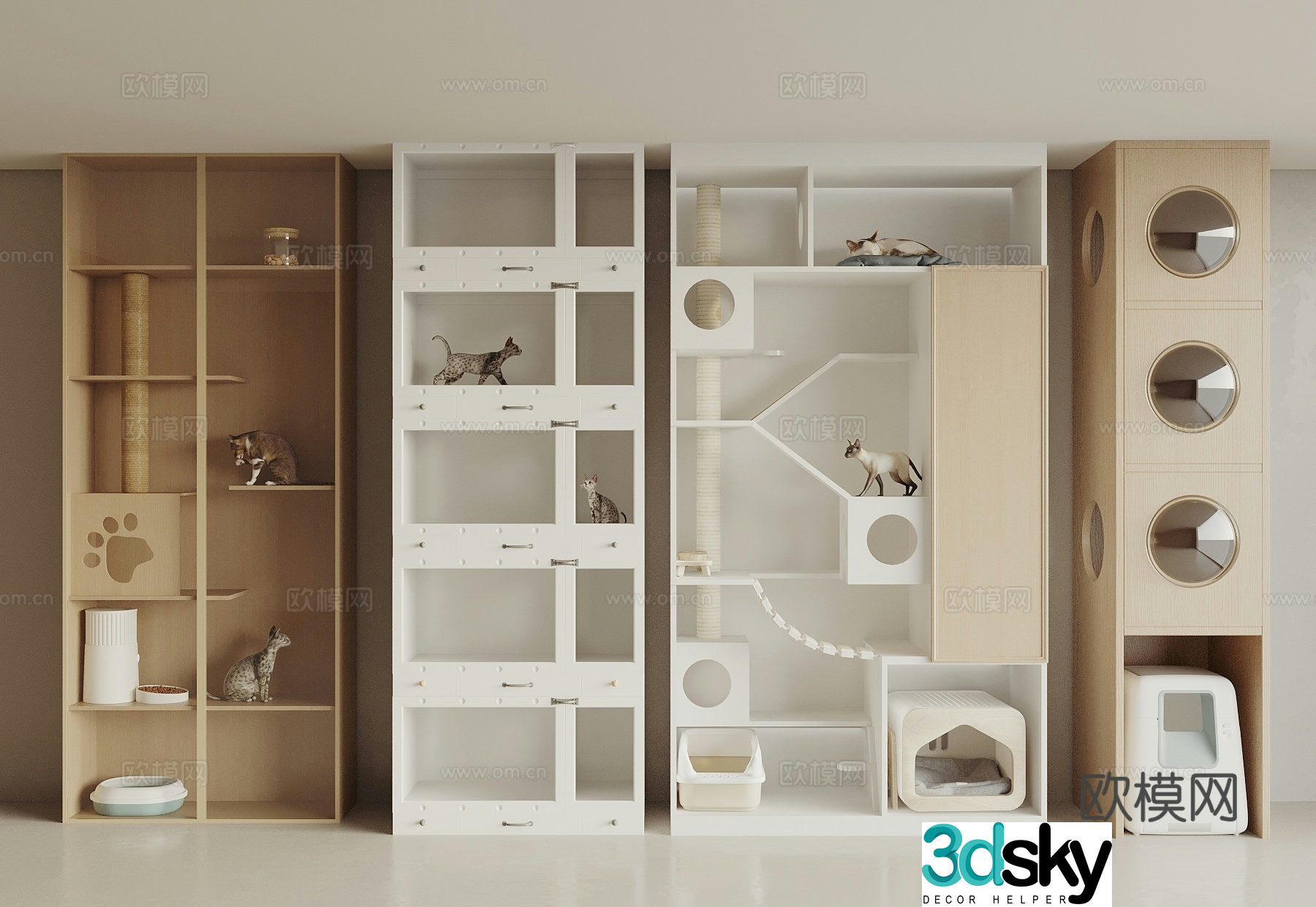 Cat climbing frame pet cabinet pet nest pet supplies 3D model