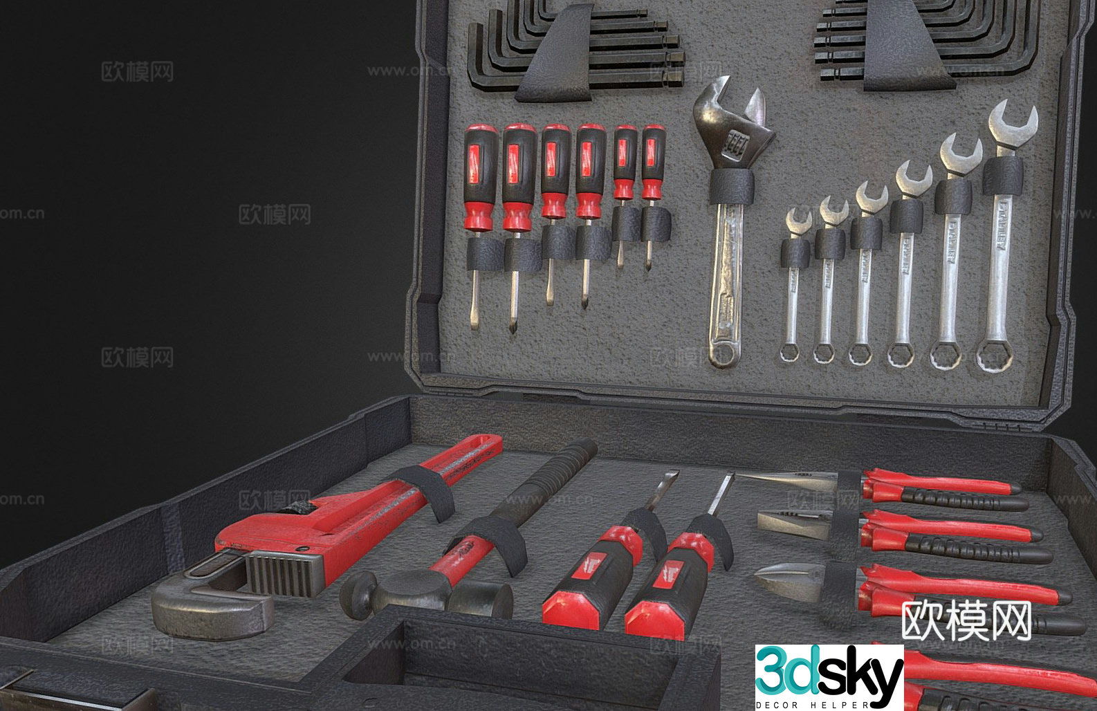 Industrial equipment hand tools set 3d model