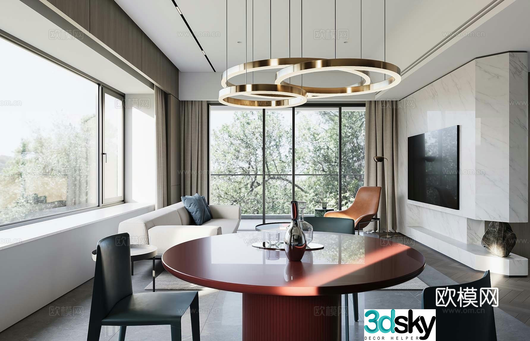 Modern guest restaurant 3d model