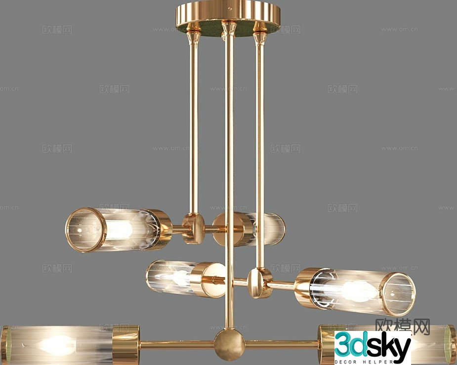 Light luxury chandelier living room chandelier glass chandelier 3d model