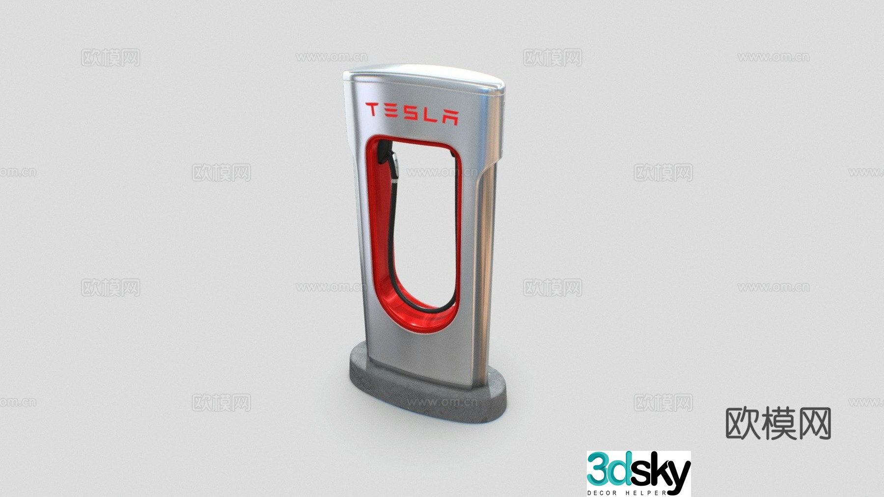 Tesla charging station charging pile 3d model
