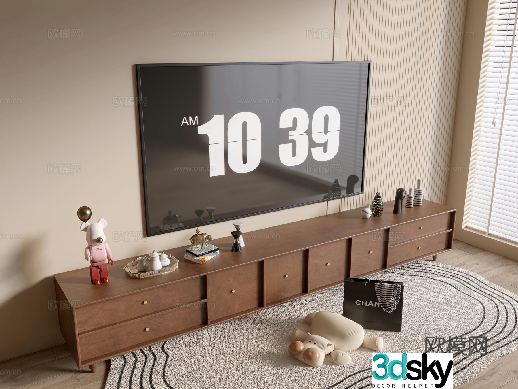 Medieval style TV cabinet 3D model