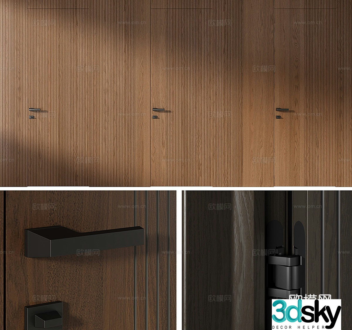 Nordic door simple door entry door wooden door single door 3d model