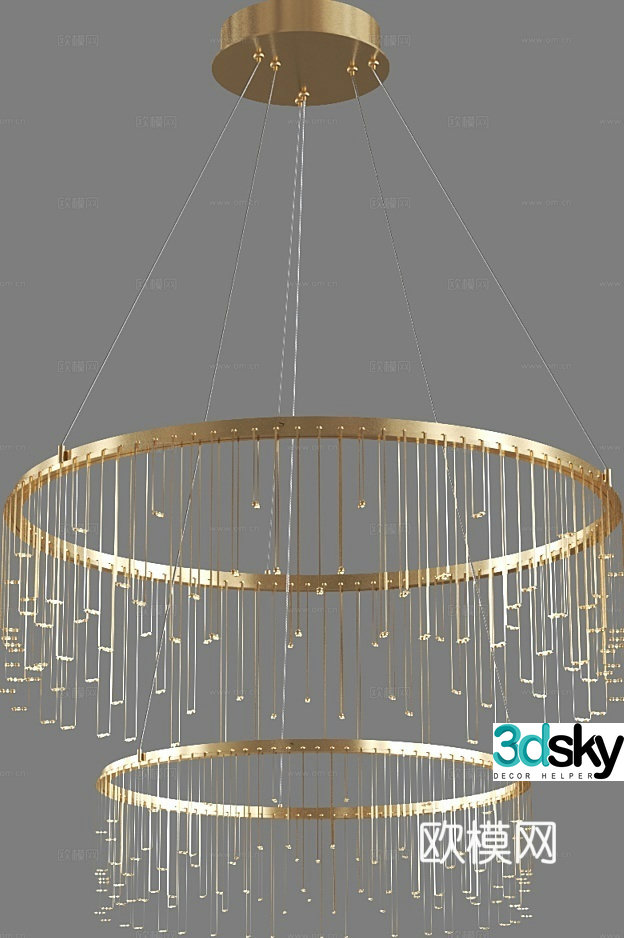 Light luxury chandelier ring chandelier 3d model
