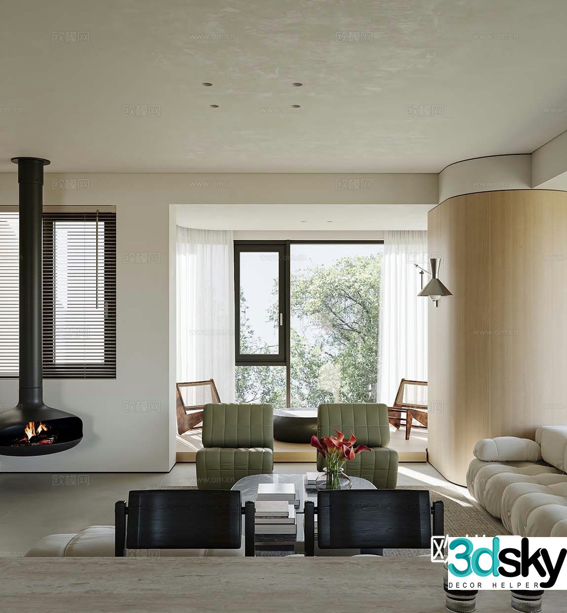 Wabi-sabi living room 3d model