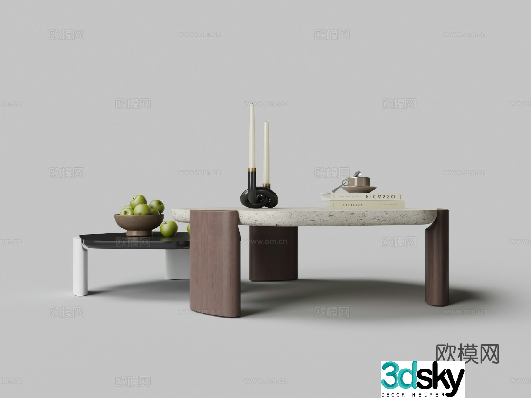 Modern double coffee table 3d model