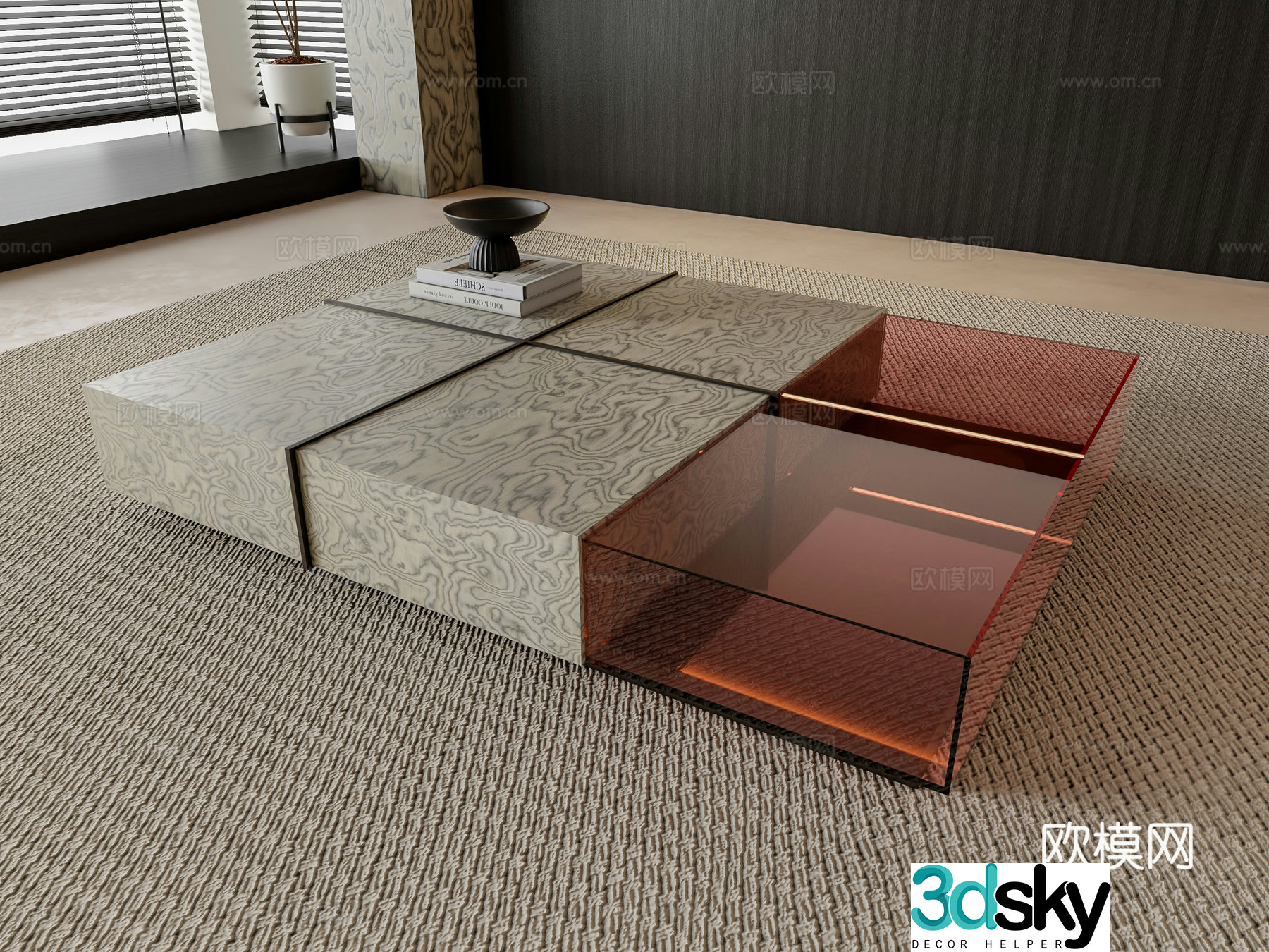 Modern acrylic coffee table 3d model