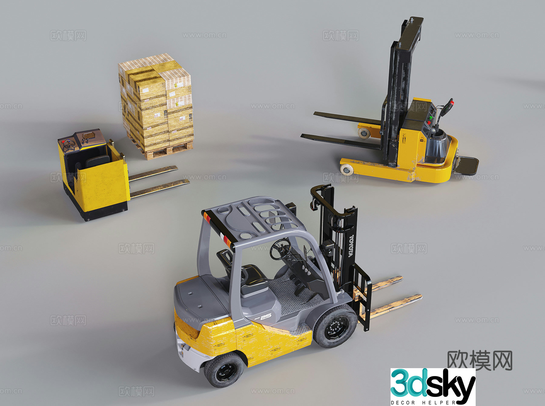 Electric Diniu Forklift Hydraulic Pallet Forklift Warehouse Lift Forklift 3D Model
