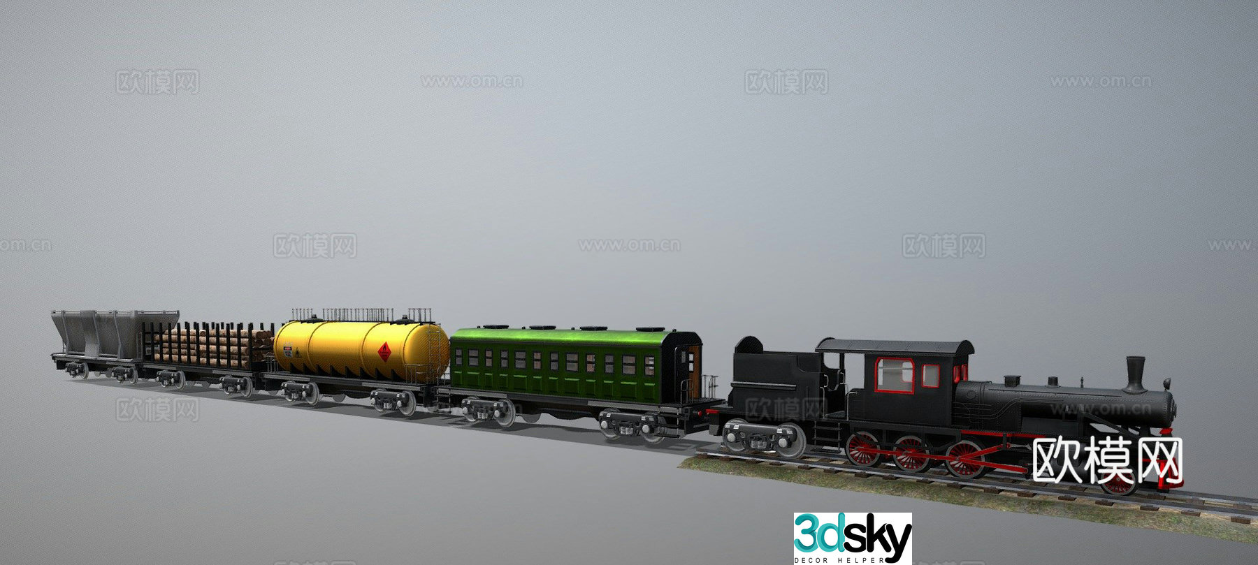 steam locomotive track 3d model