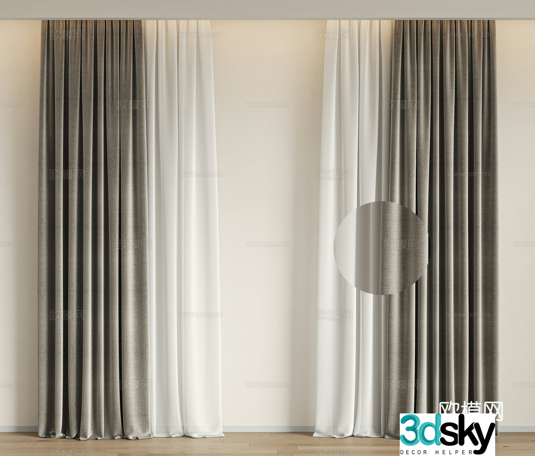 Modern curtain gauze curtain 3d model