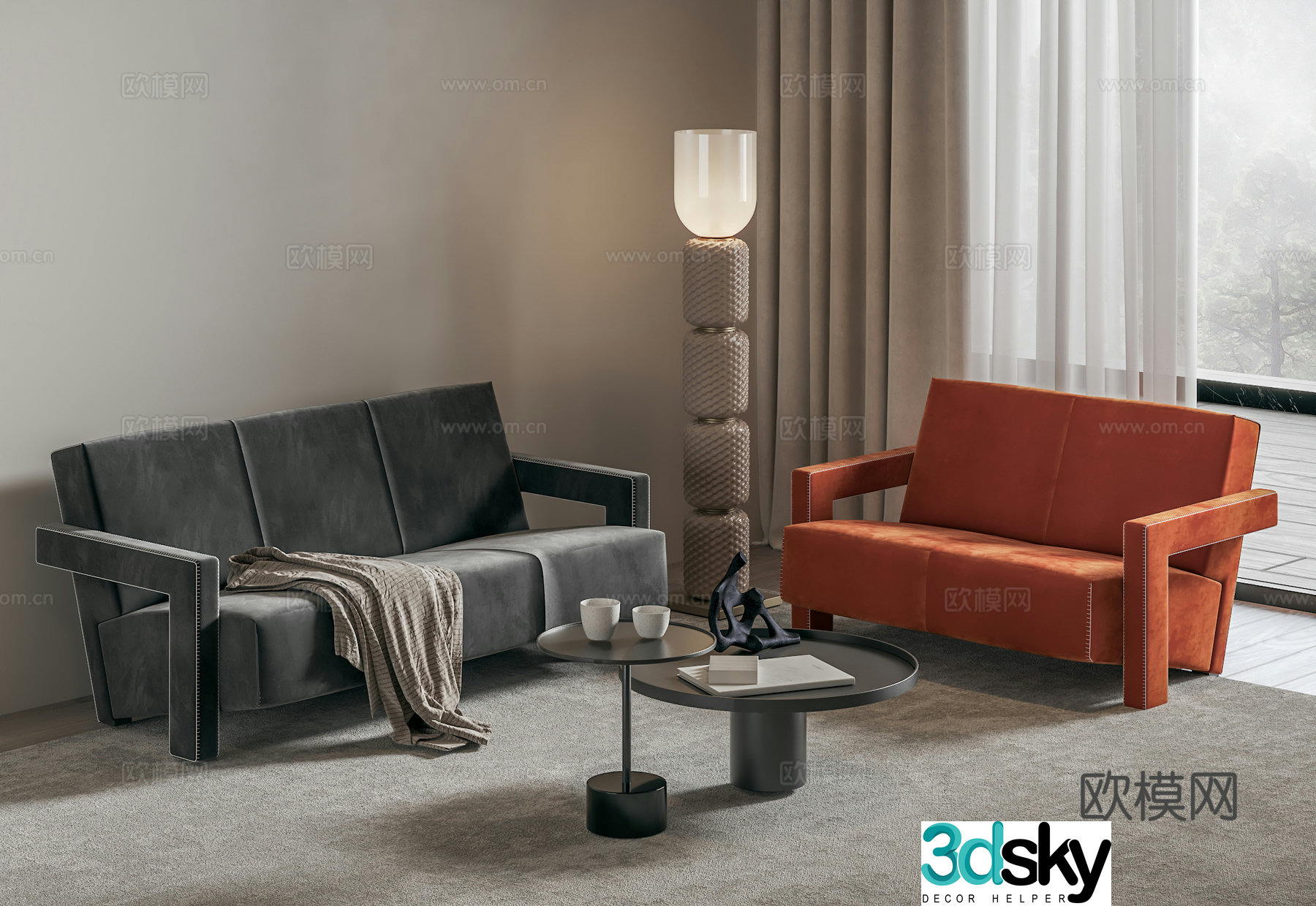 Cassina Italian sectional sofa 3d model