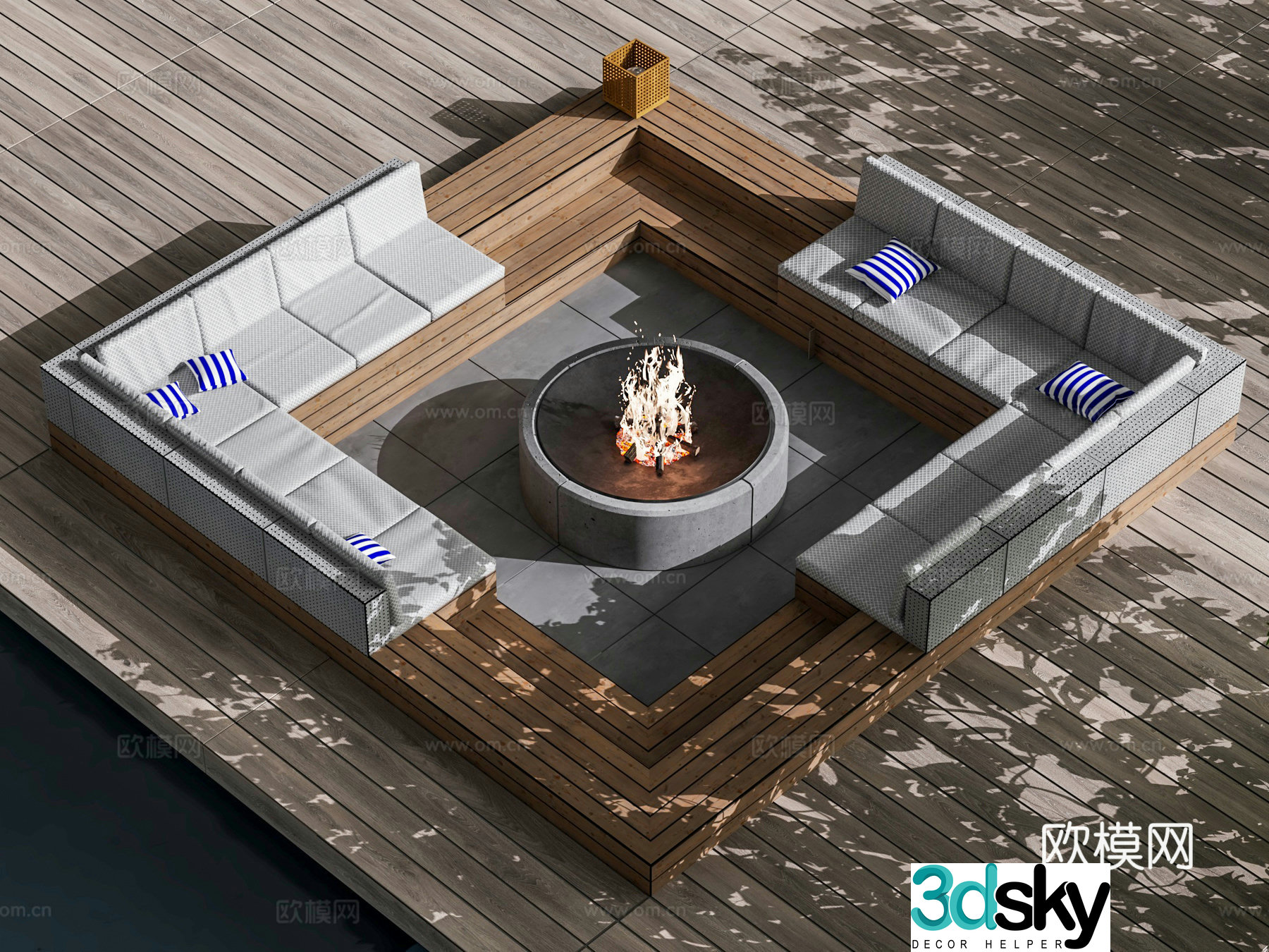 Outdoor sofa modular sofa sunken sofa 3d model