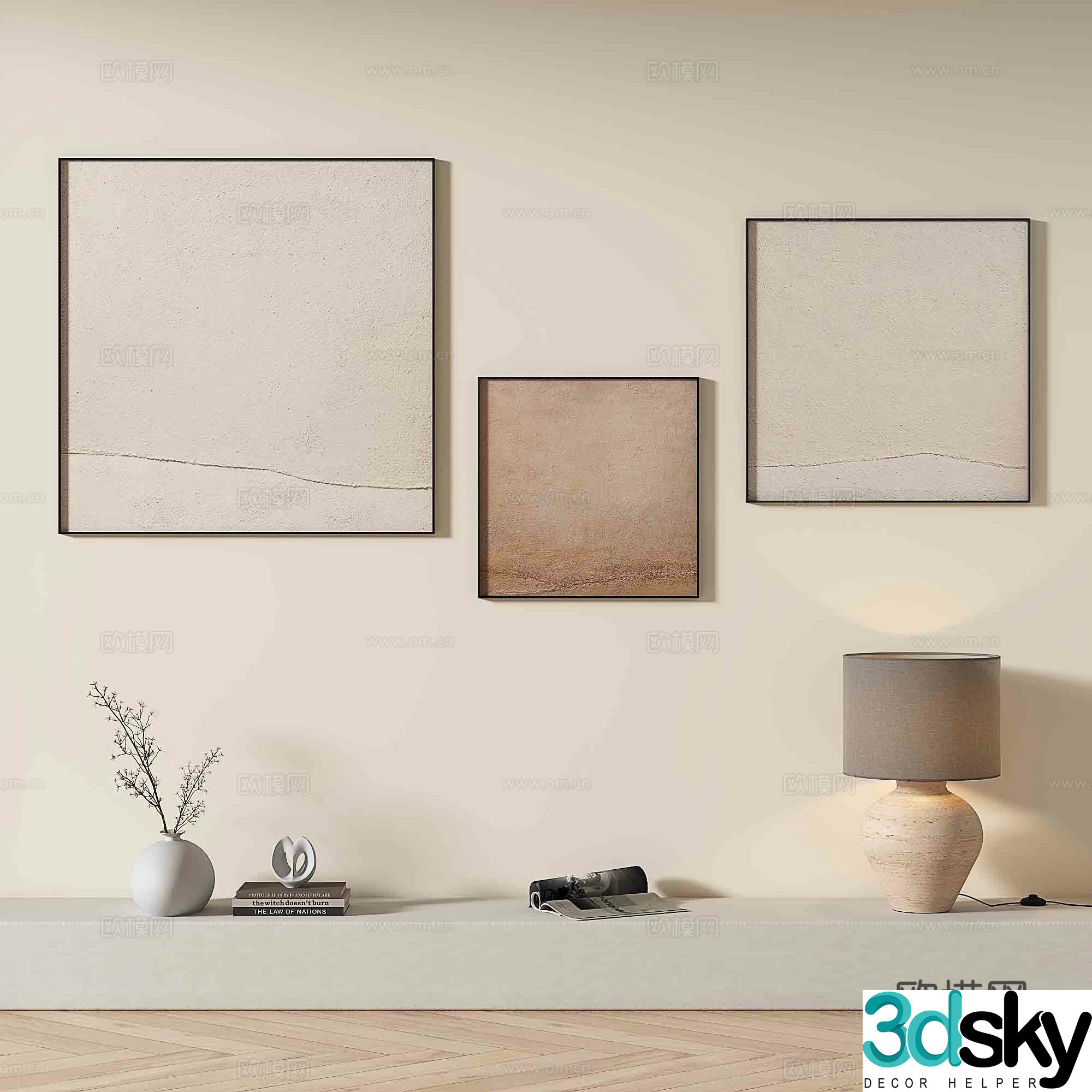 Modern texture painting decorative painting 3d model
