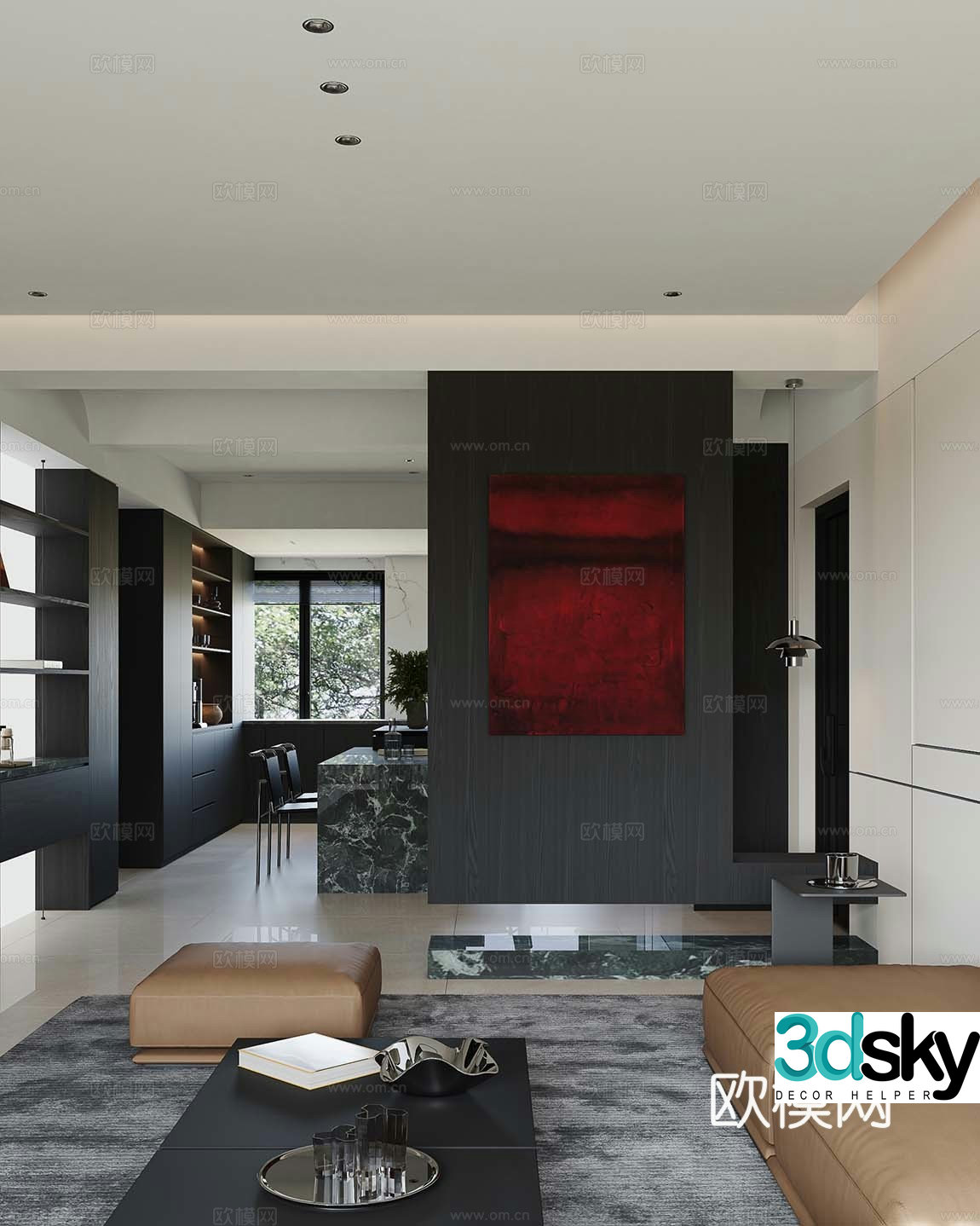 Italian style entrance hall decorative entrance aisle 3D model