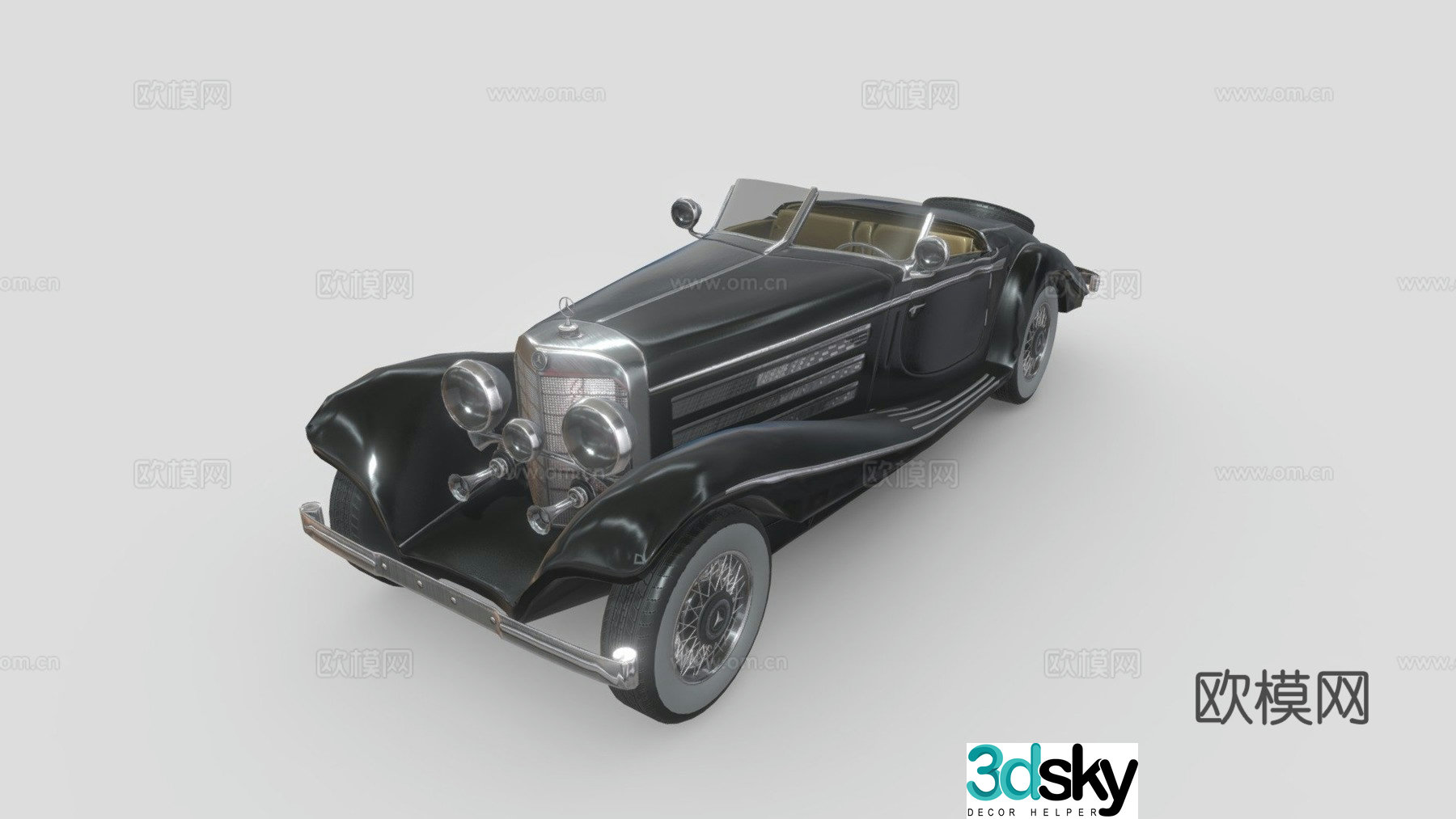 year mercedes benz 540k car classic car 3d model