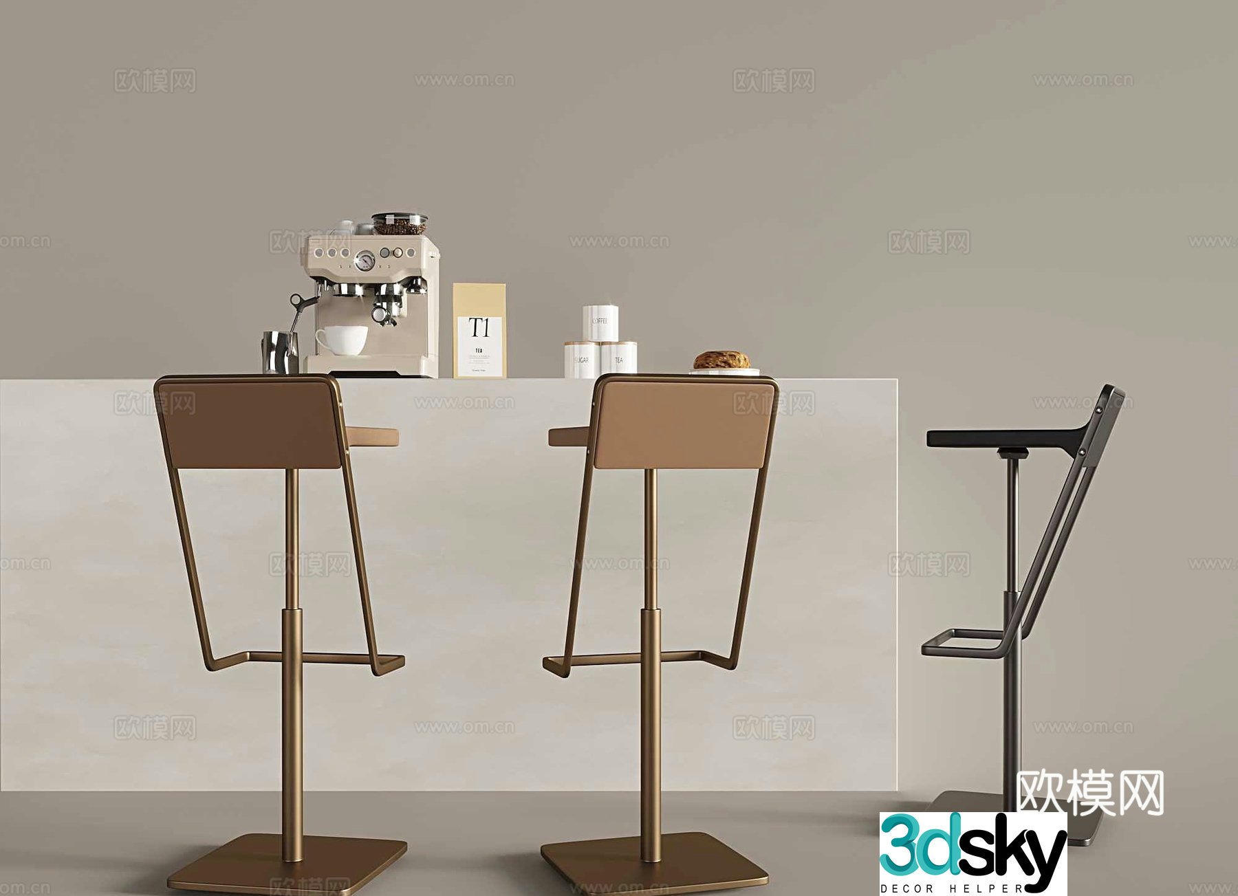 Italian bar bar stool coffee machine bar stool bar chair 3d model