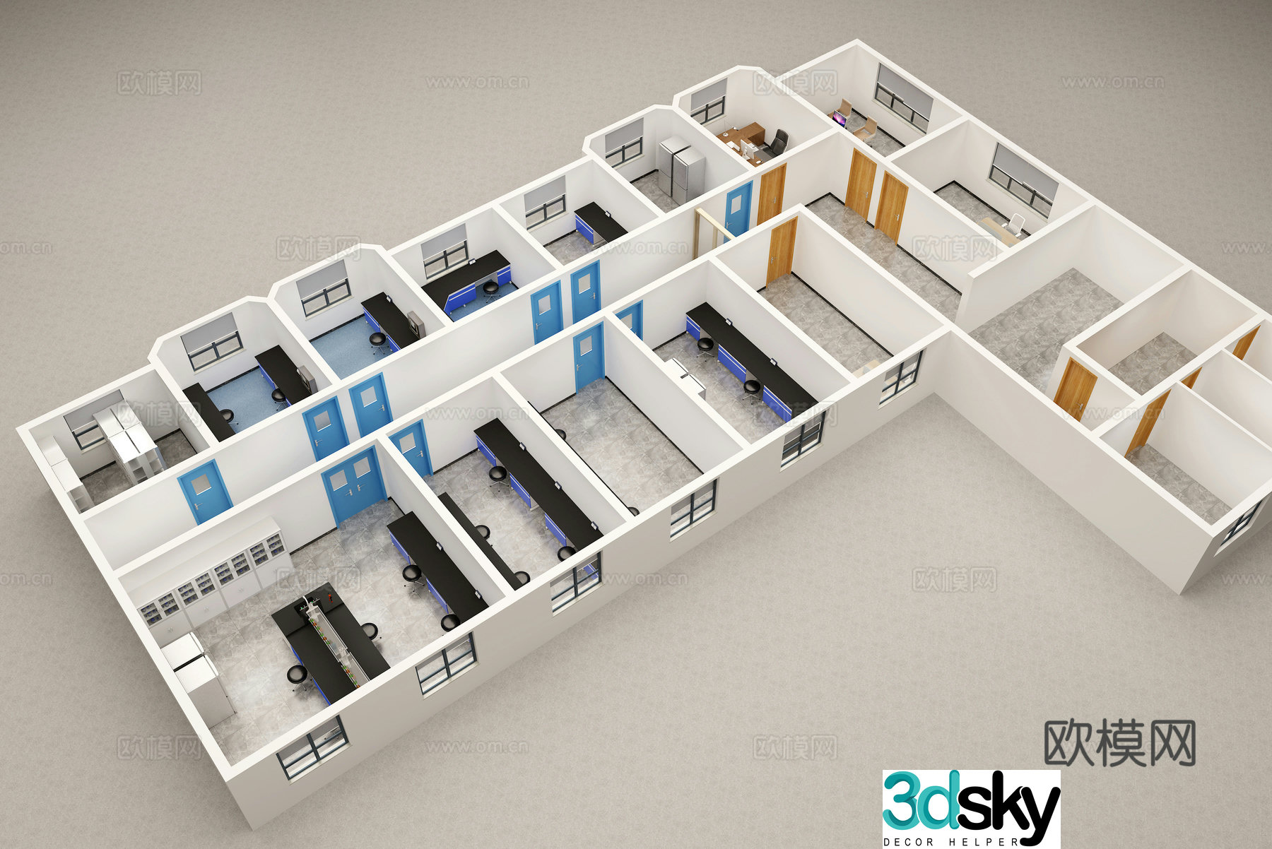 Laboratory aerial view 3d model