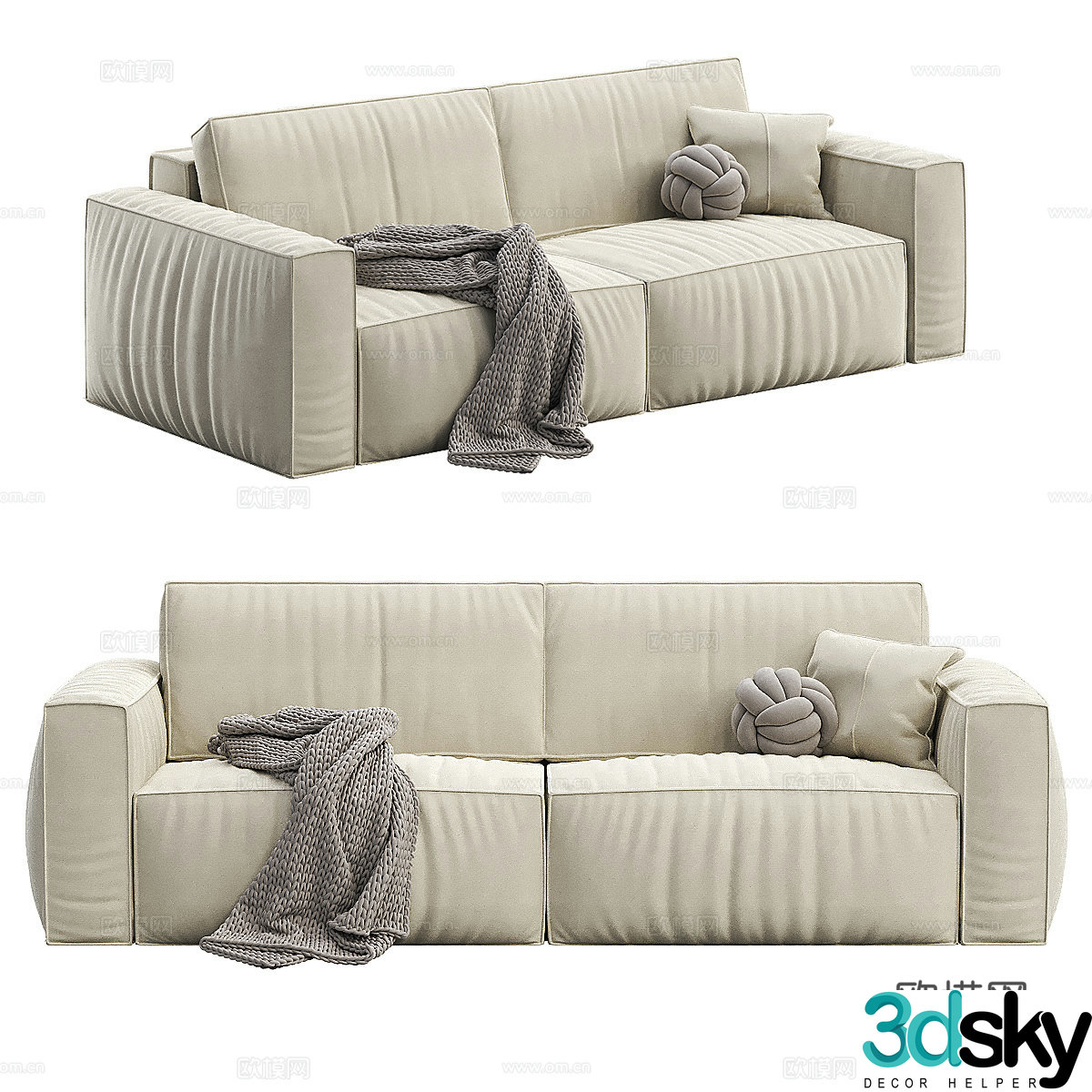 Double sofa upholstered sofa 3d model
