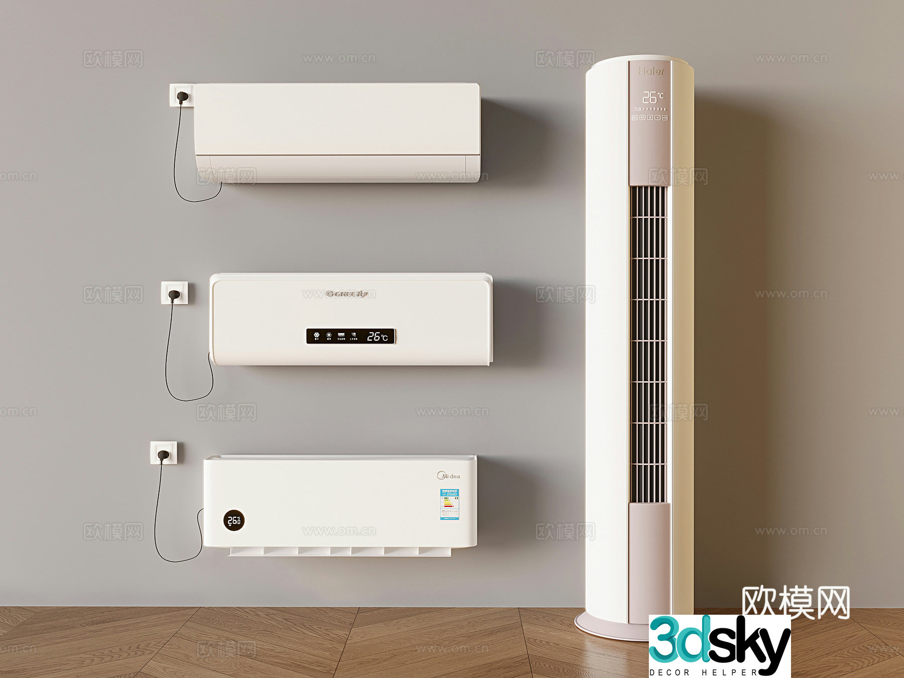 Vertical air conditioner wall mounted air conditioner 3d model