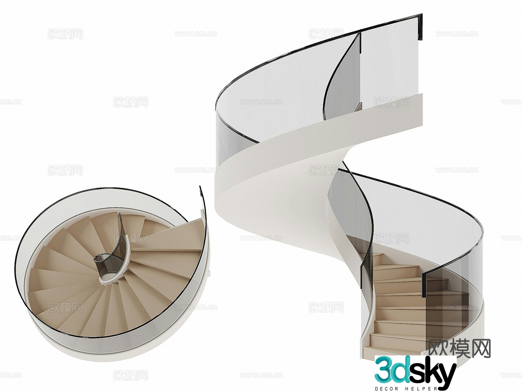 Modern spiral staircase 3d model