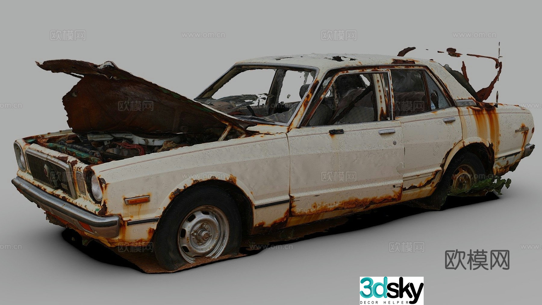 Abandoned car sedan 3d model