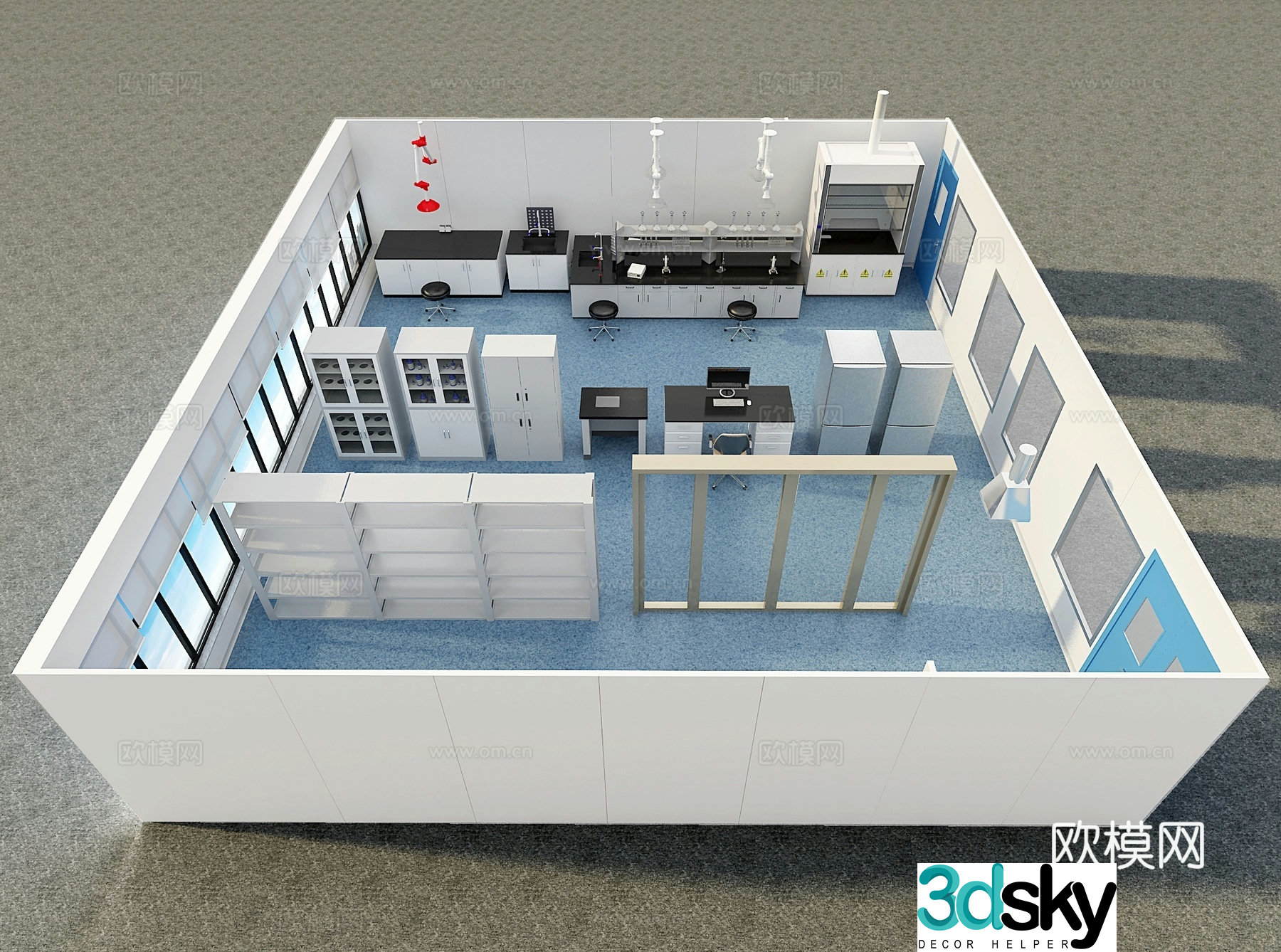 Laboratory reagent cabinet utensil cabinet fume hood 3d model
