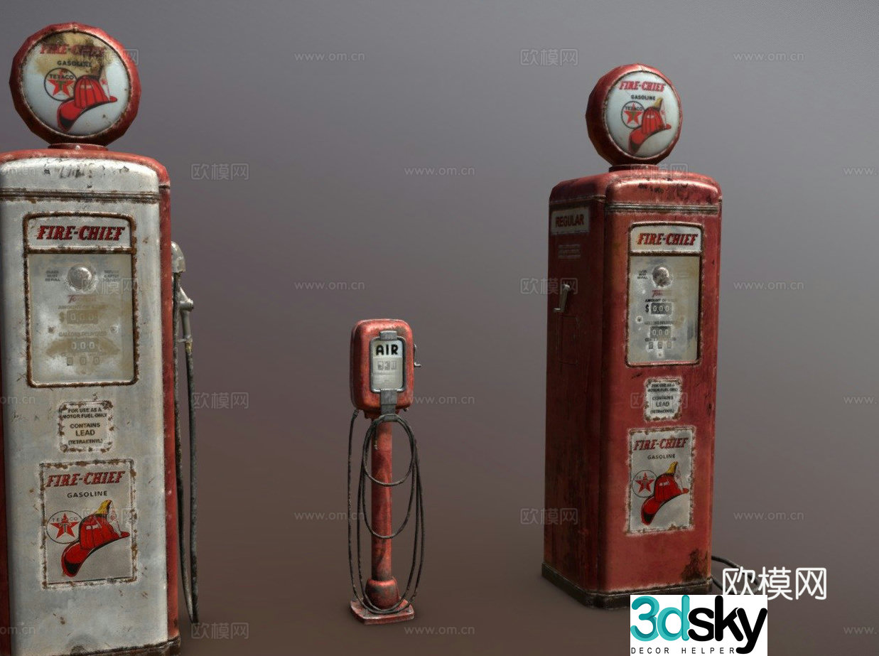old gas air pump 3d model
