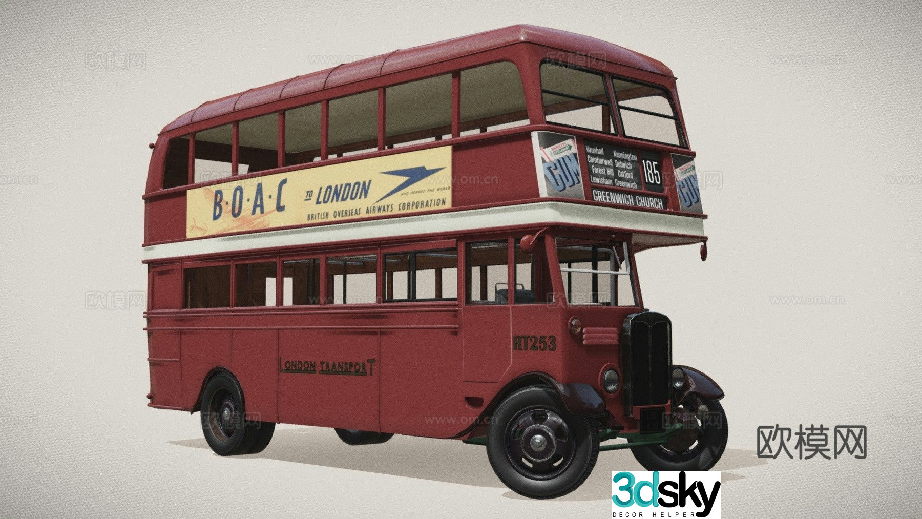 London double decker bus 3d model