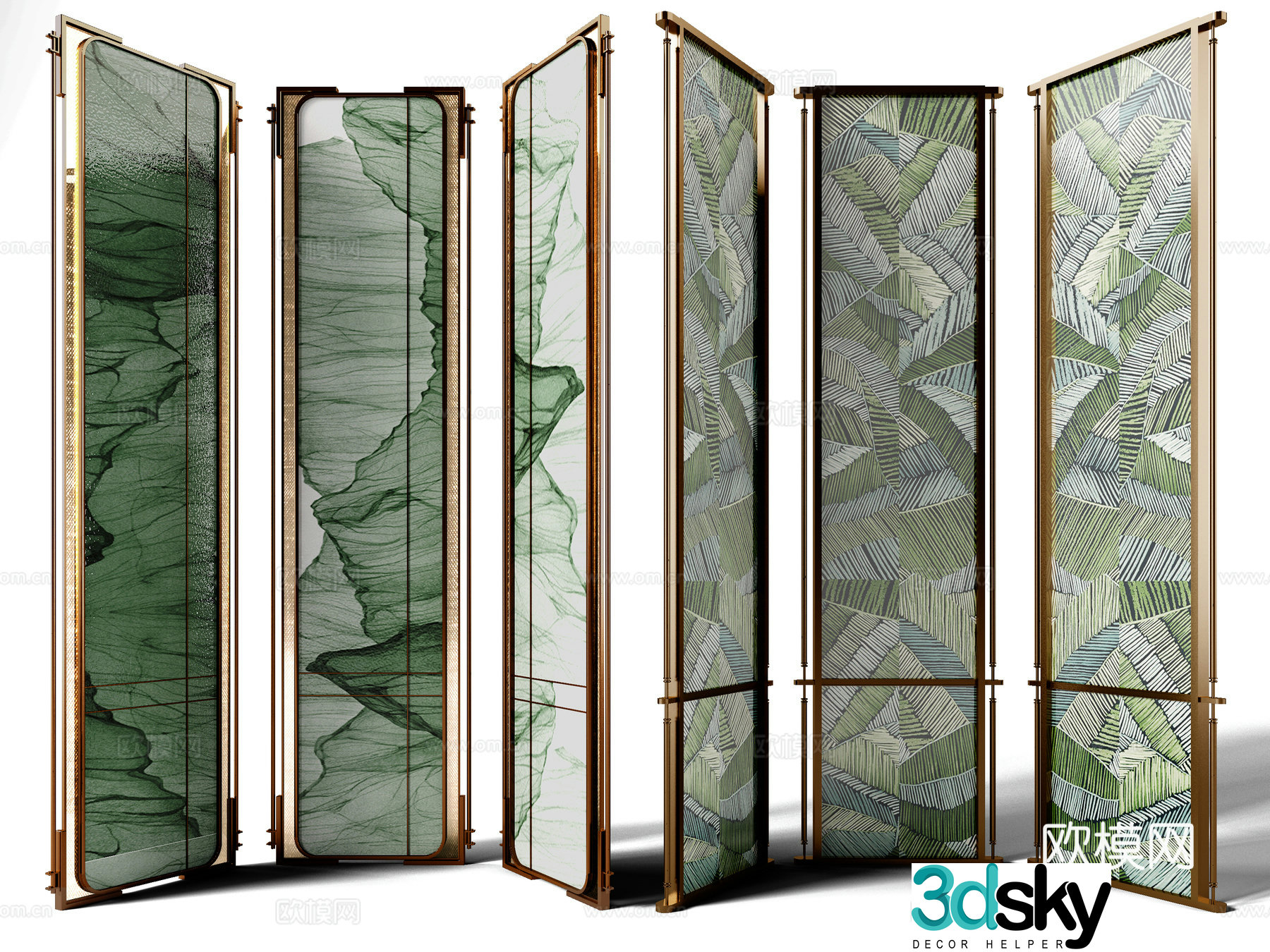 Light luxury screen folding screen 3d model