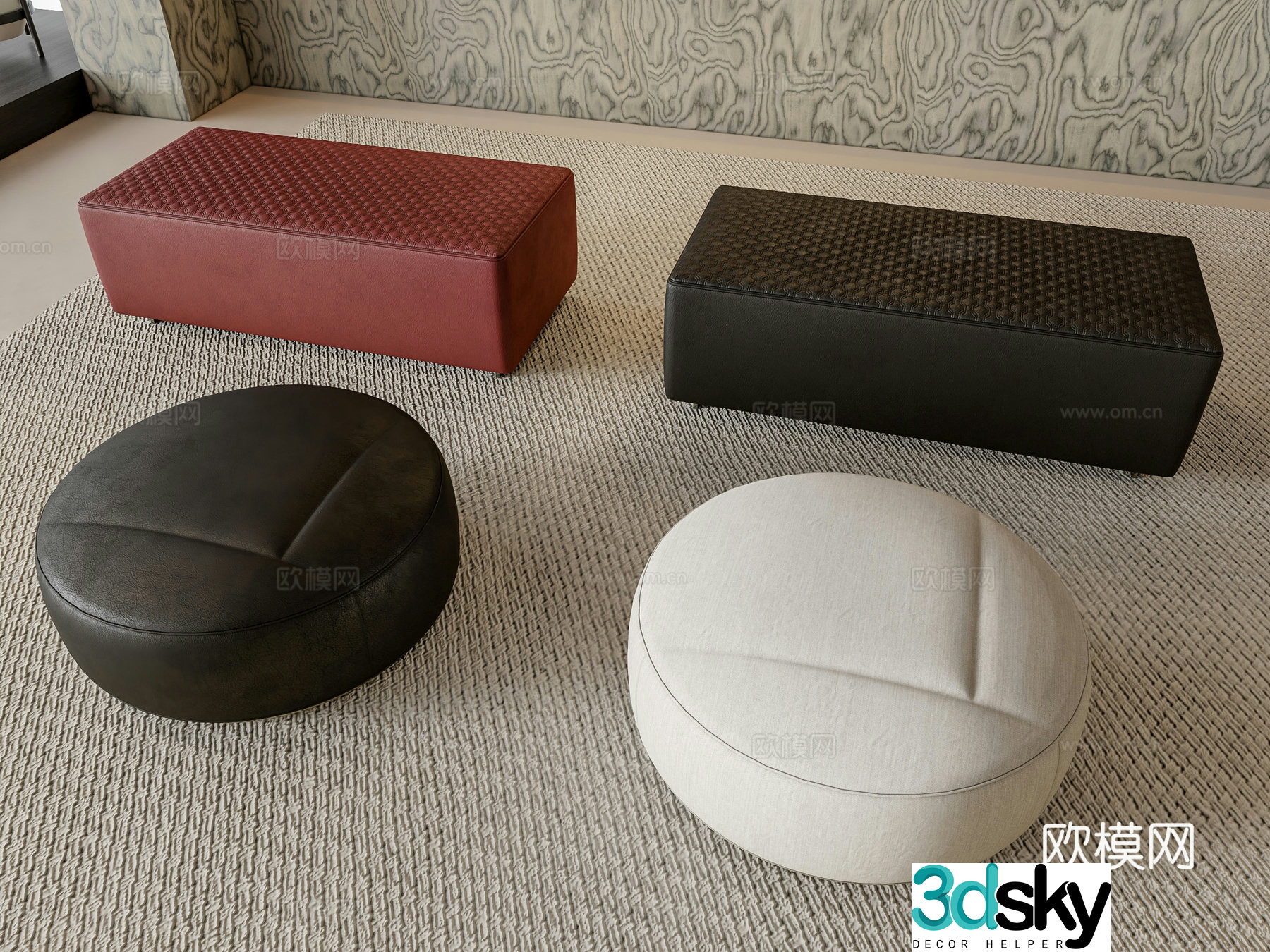 Stool round stool sofa stool 3d model
