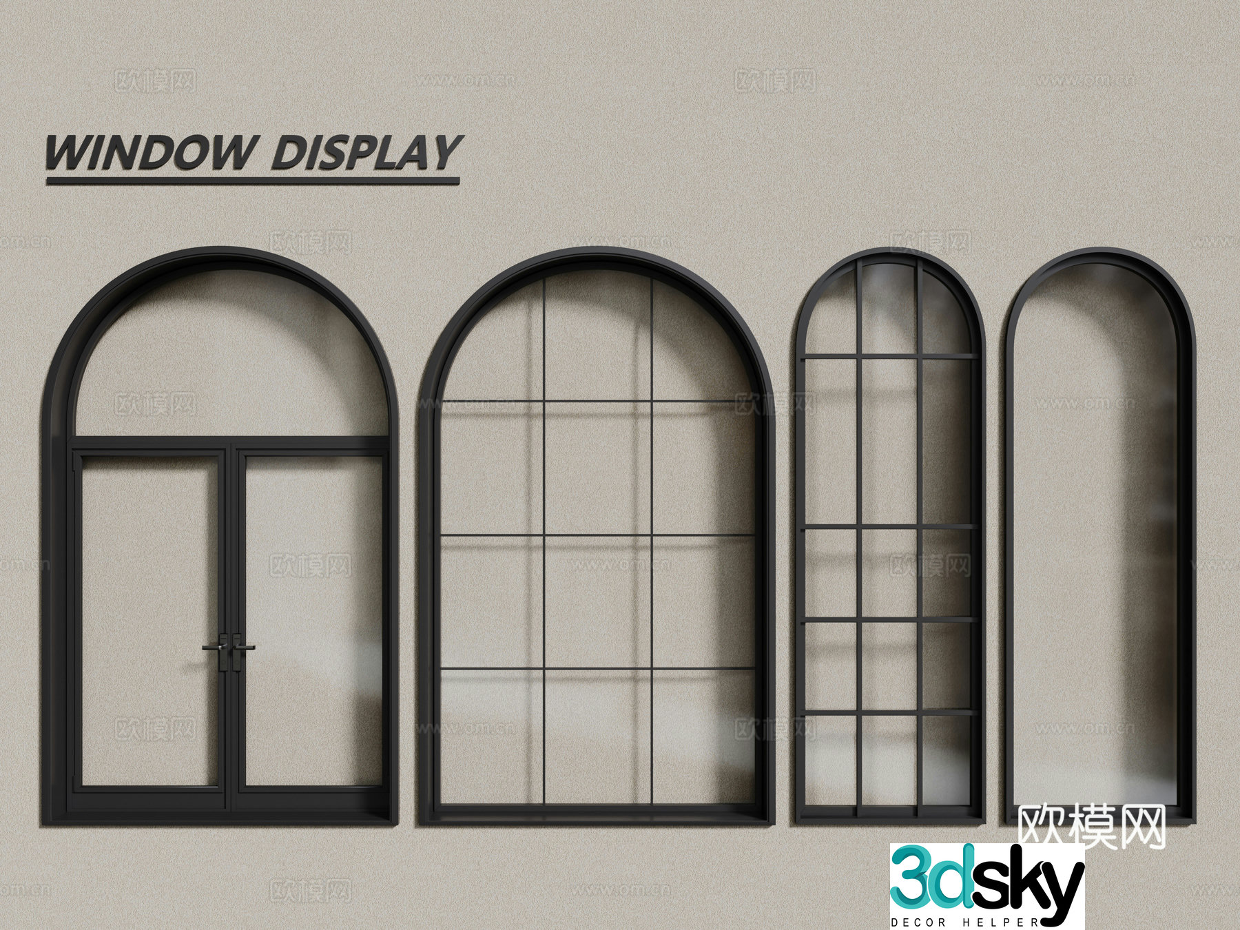 European style windows curved windows floor-to-ceiling windows 3d model
