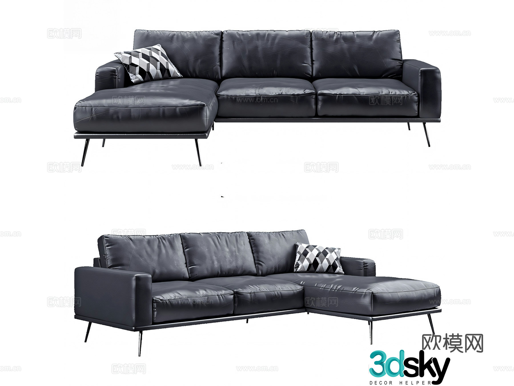 Leather sofa corner sofa multi-person sofa 3d model