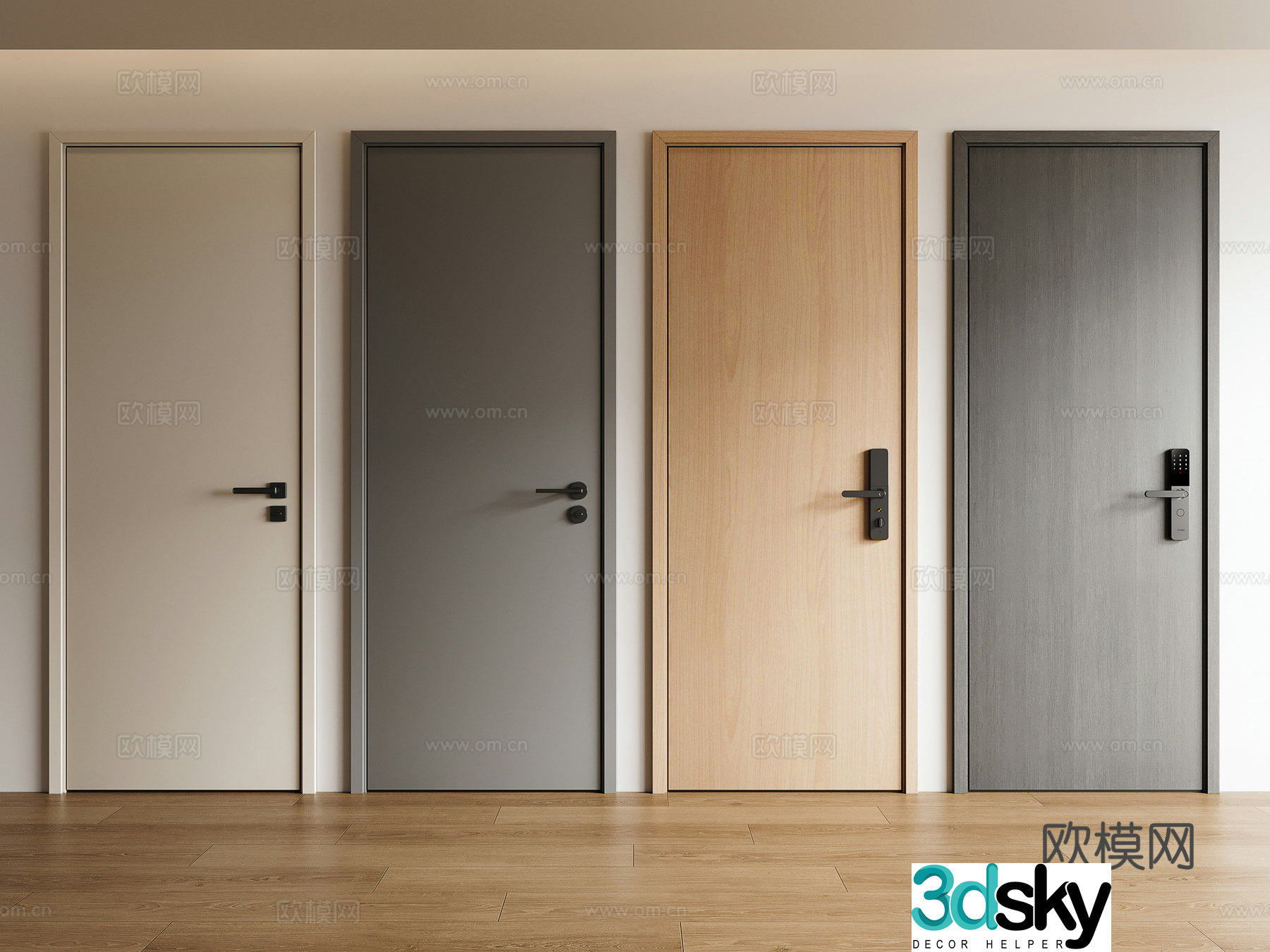 Room door bedroom door single door 3d model