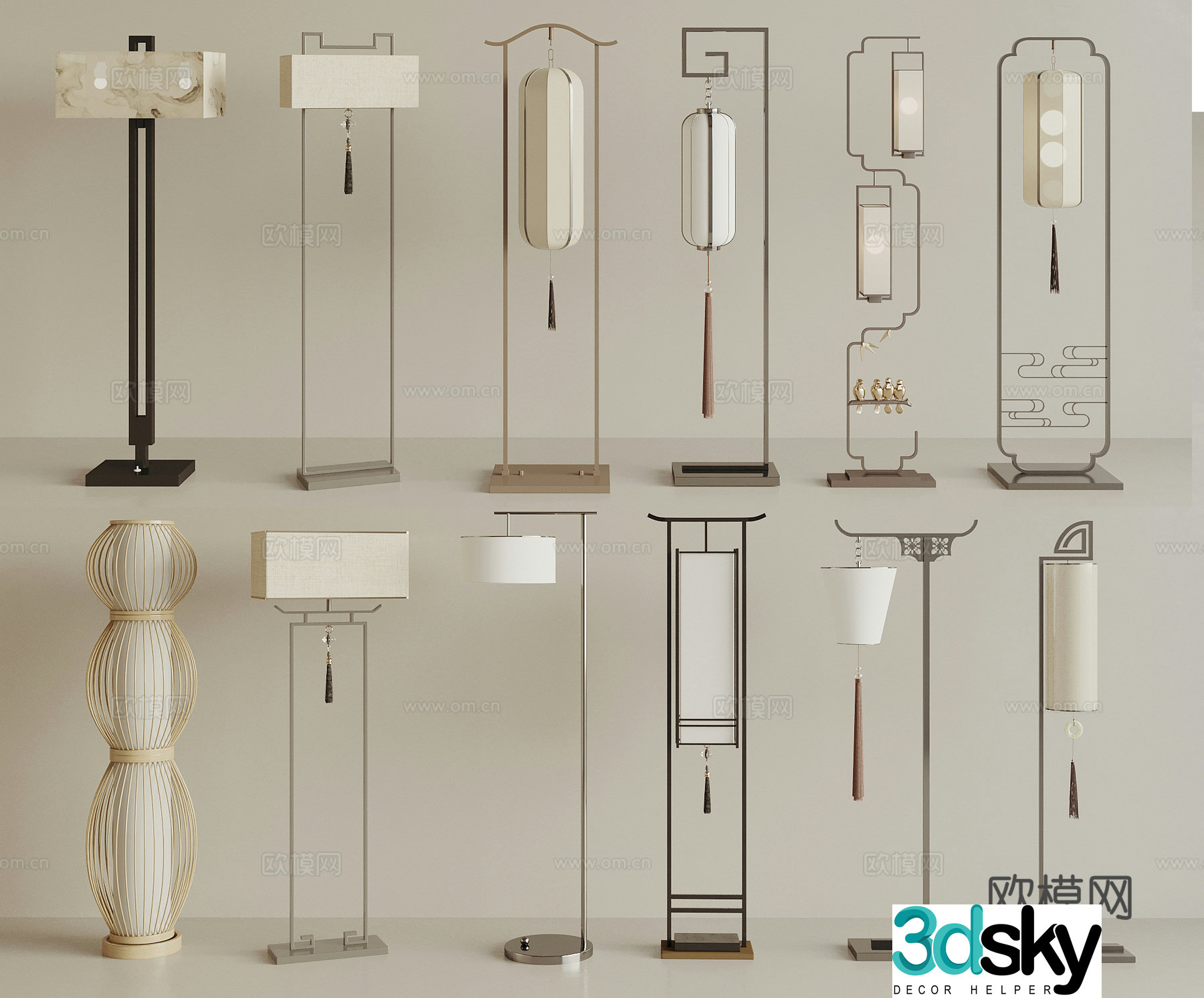 New Chinese style floor lamp Zen floor lamp 3D model
