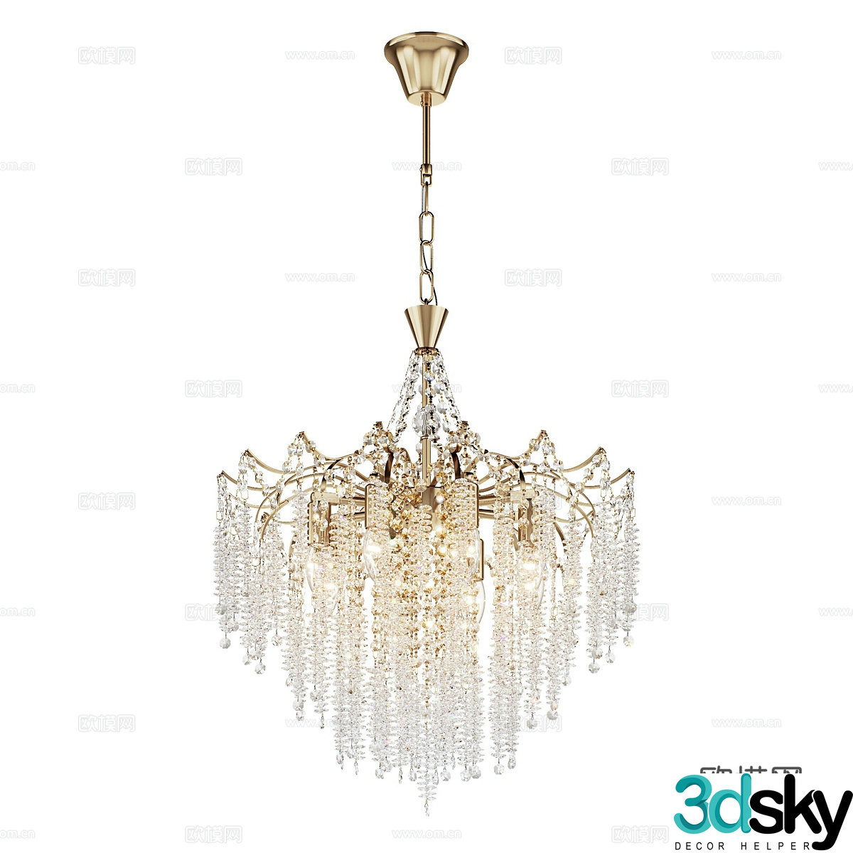 Light luxury crystal chandelier 3d model