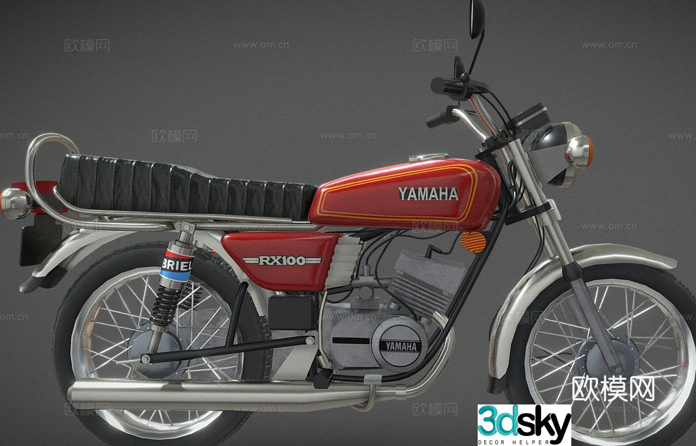 Yamaha Rx100 retro motorcycle 3d model