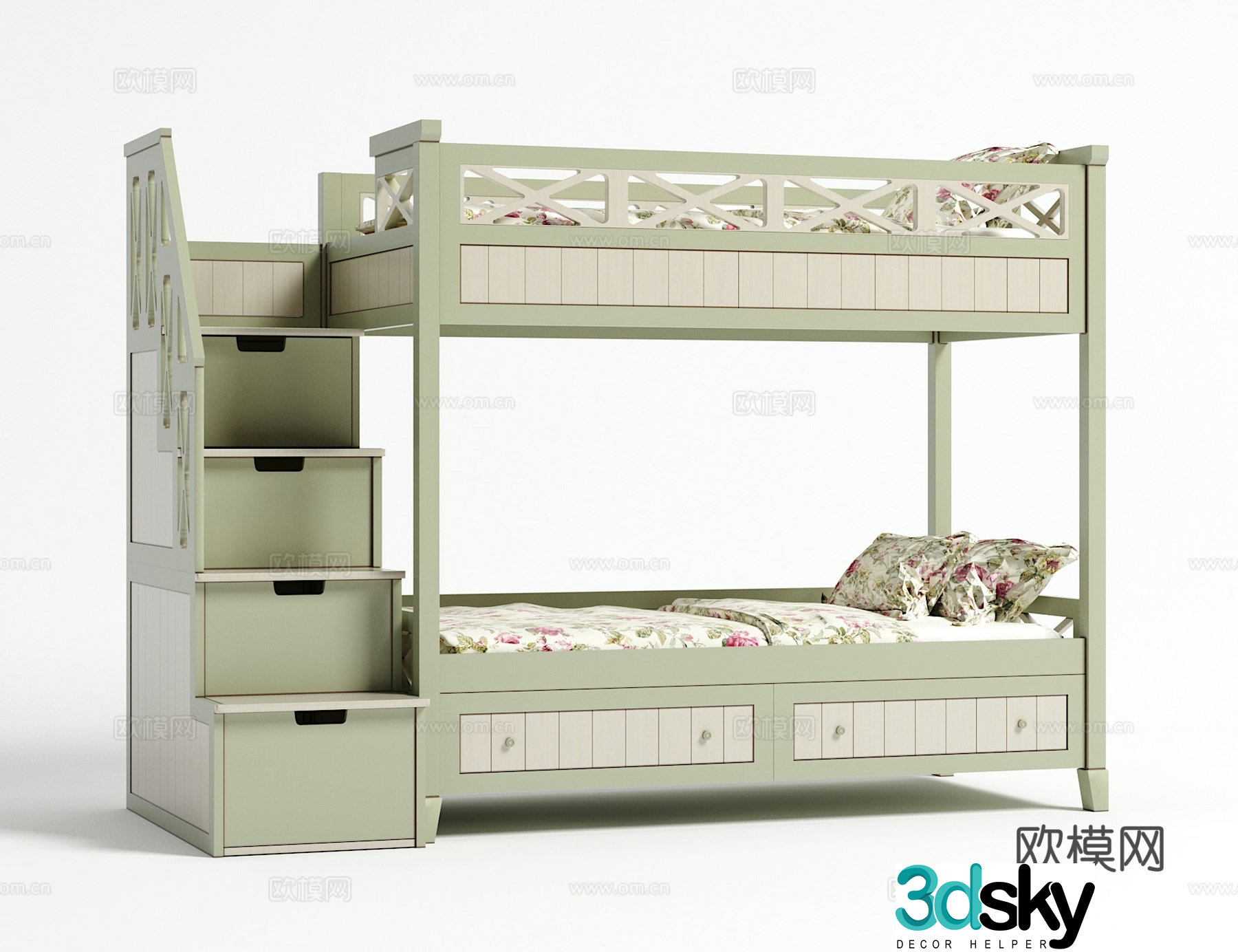 Modern bunk bed 3d model