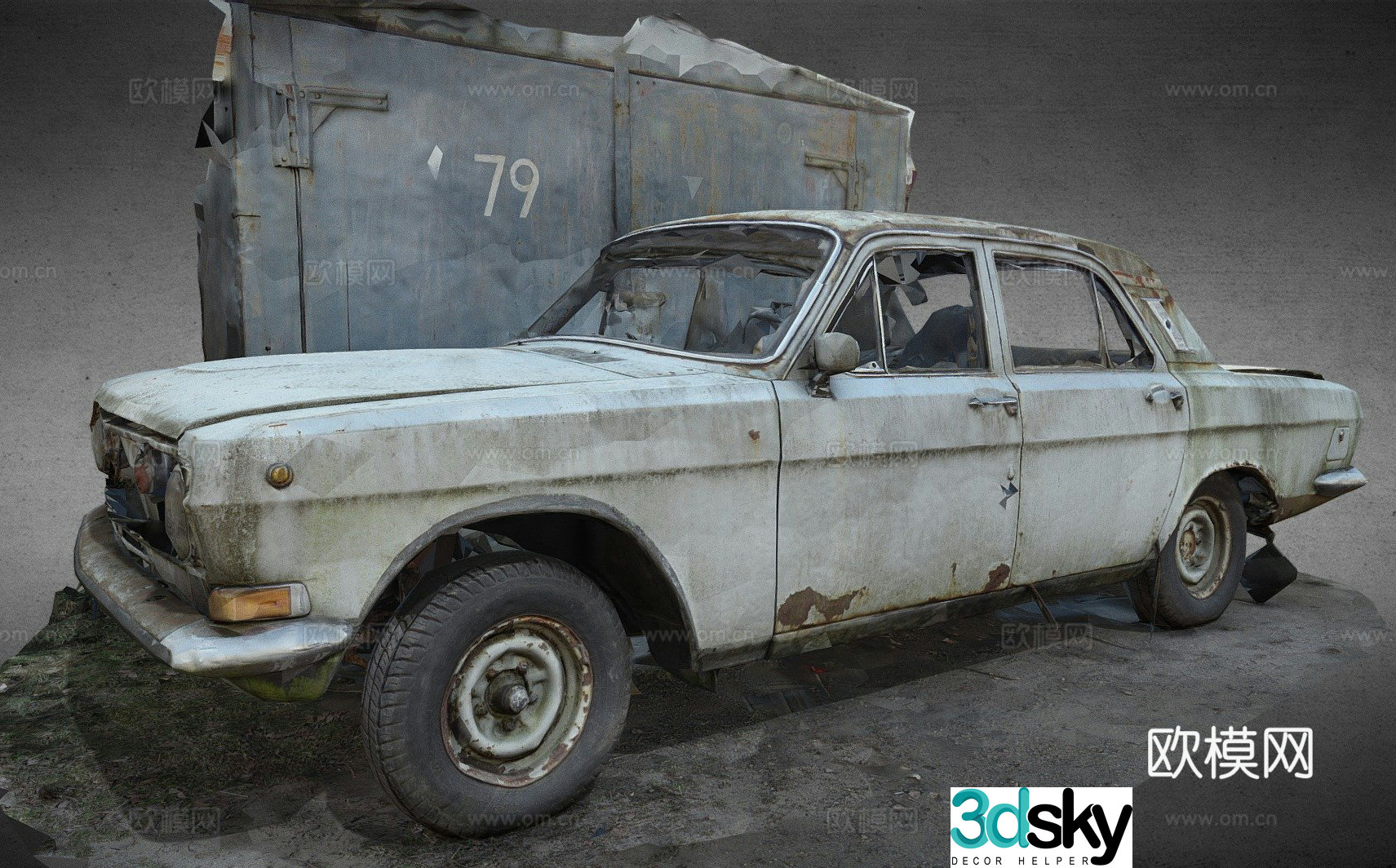 GAZ 24 old soviet car 3d model