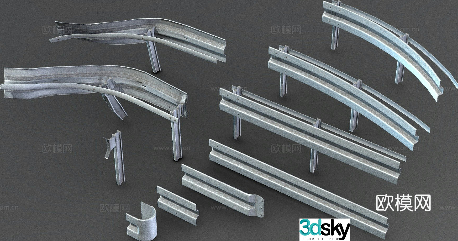 road safety barrier 3d model