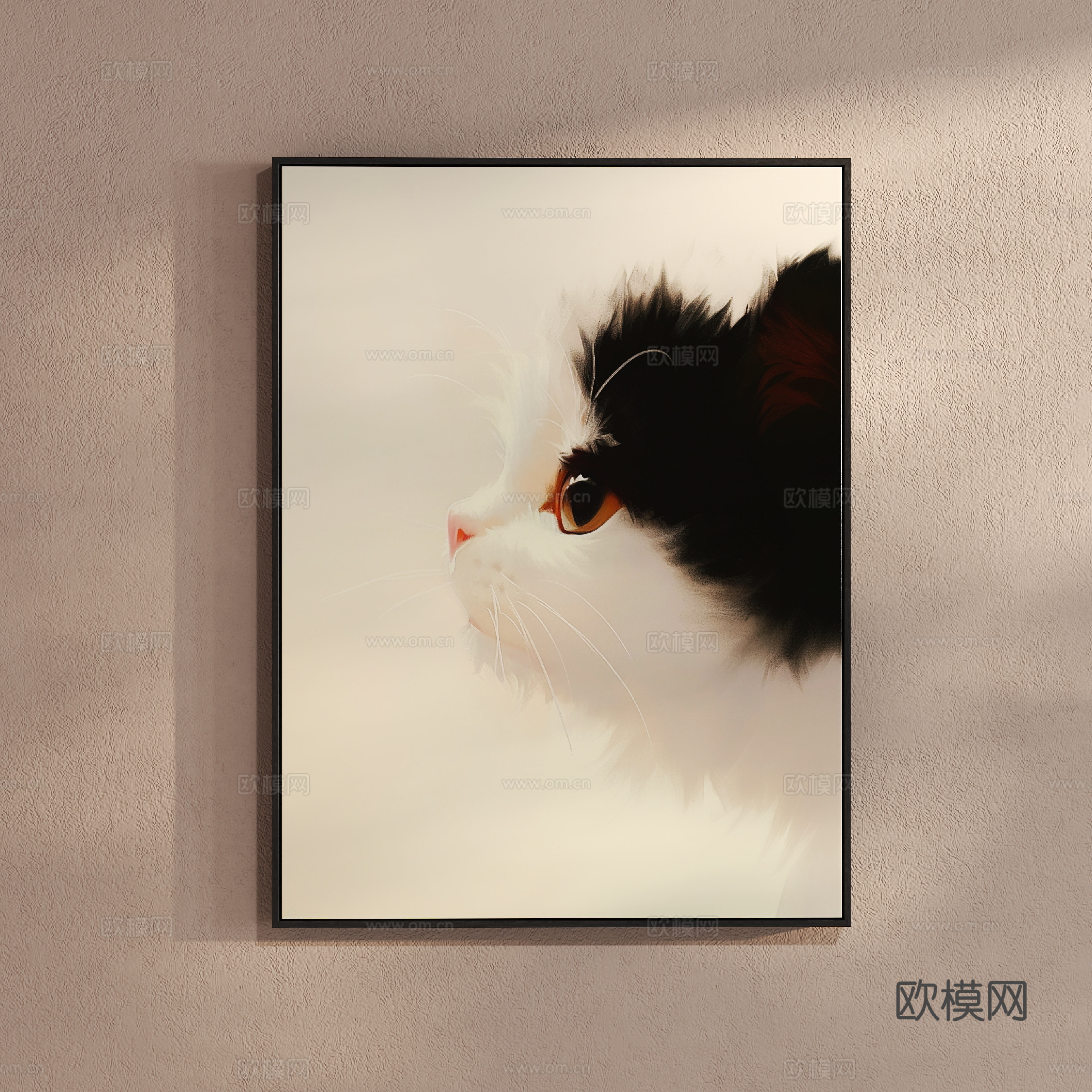 Modern cat art painting decorative painting 3d model